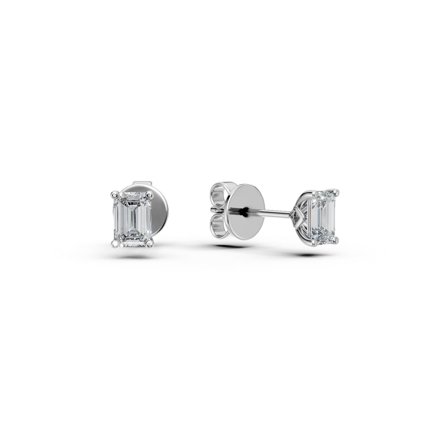 Cercei din aur alb cu diamante solitaire de 0.5ct create in laborator
