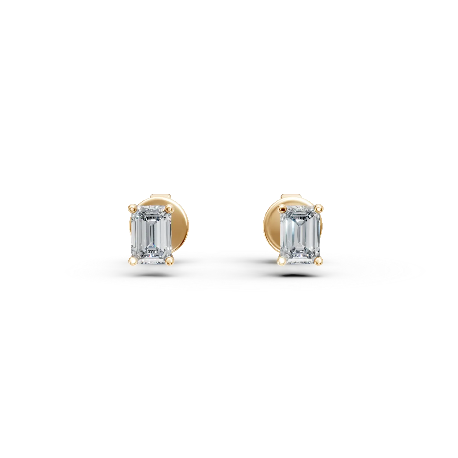 Cercei din aur galben cu diamante solitaire de 0.5ct create in laborator