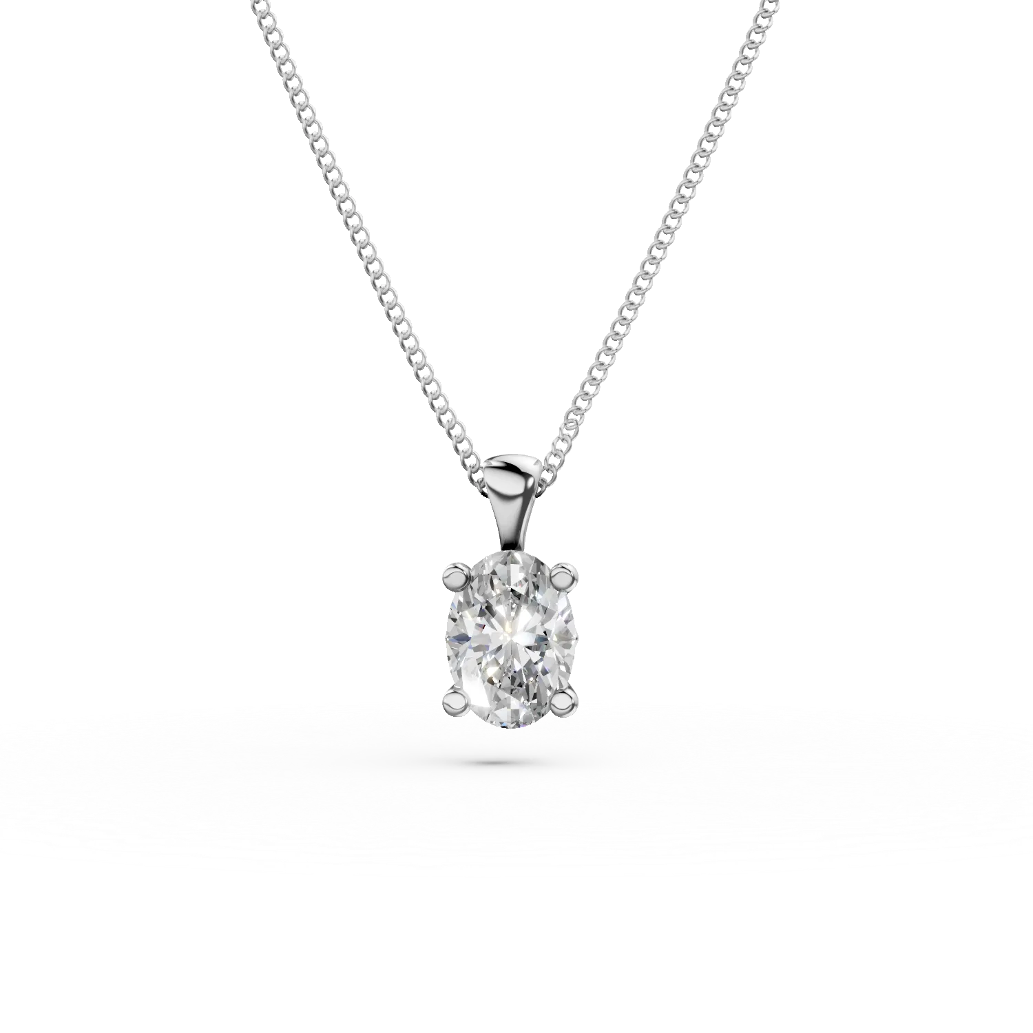 Lant din aur alb cu pandantiv cu diamant solitaire de 0.5ct creat in laborator