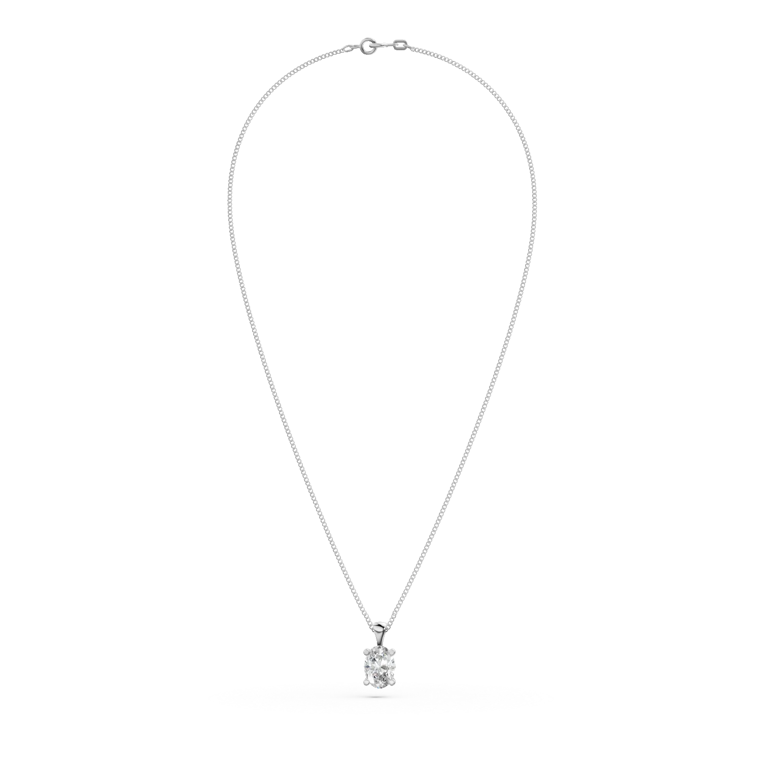 Lant din aur alb cu pandantiv cu diamant solitaire de 0.5ct creat in laborator