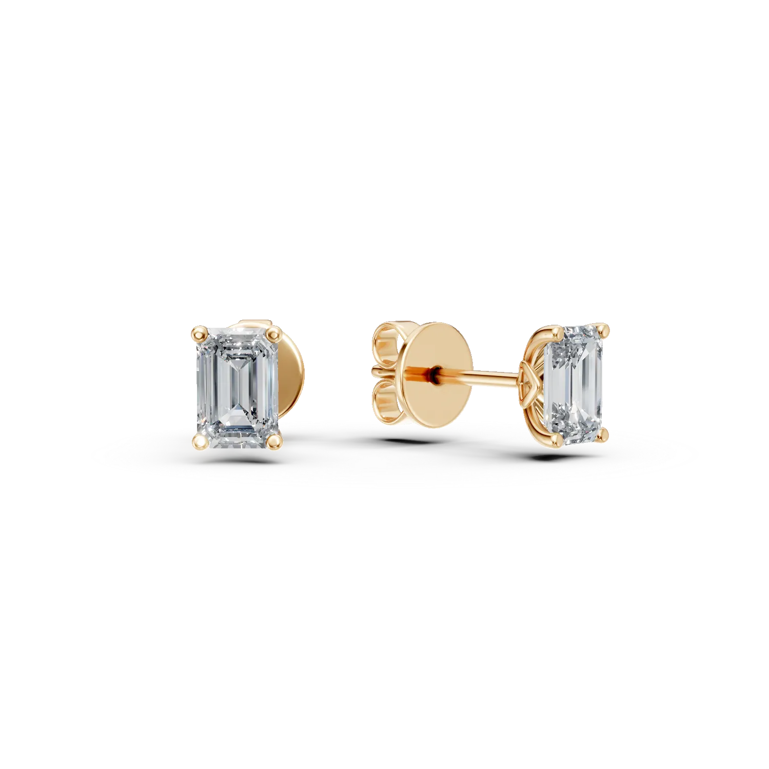 Cercei din aur galben cu diamante solitaire de 0.8ct create in laborator