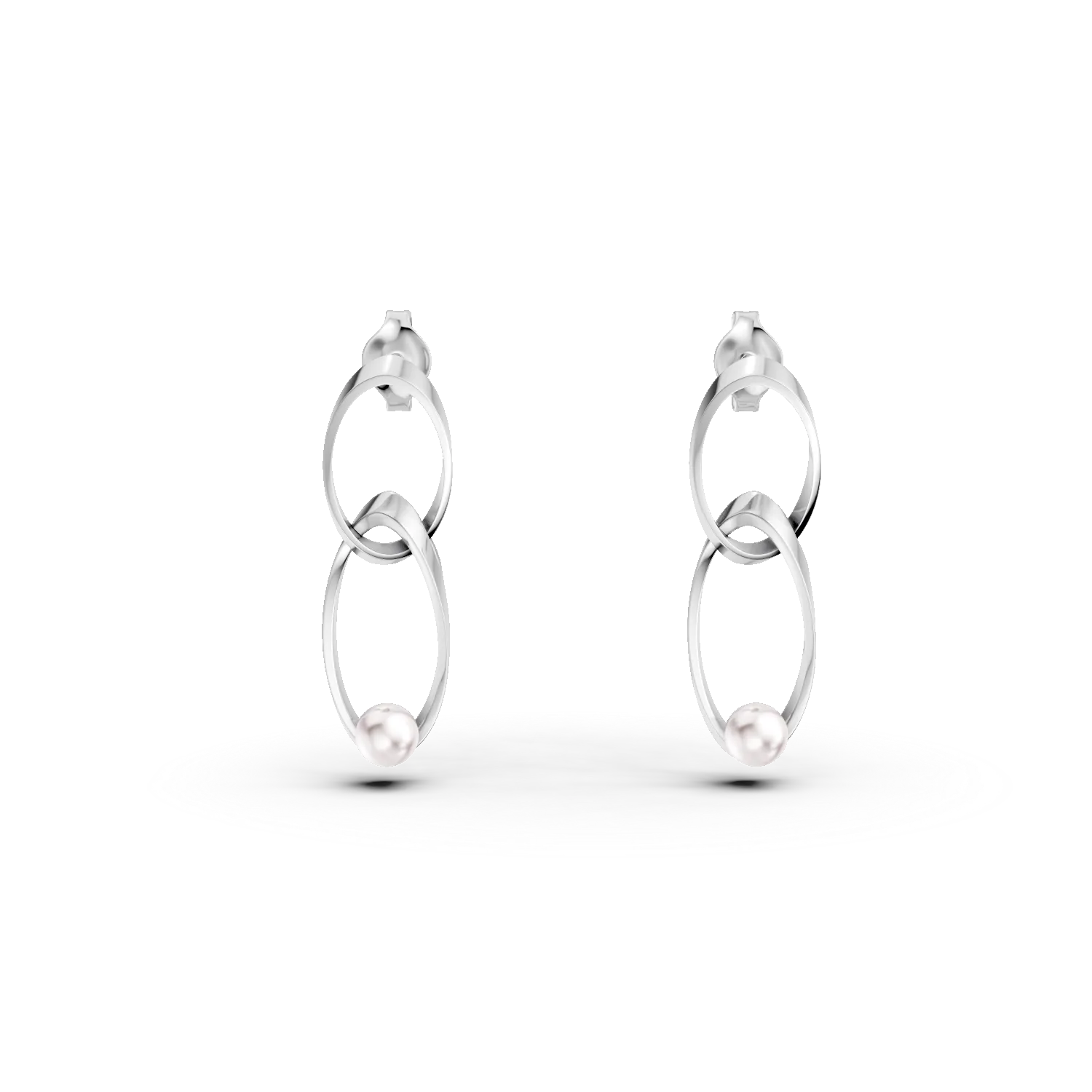 Cercei geometrici din argint cu perle de cultura