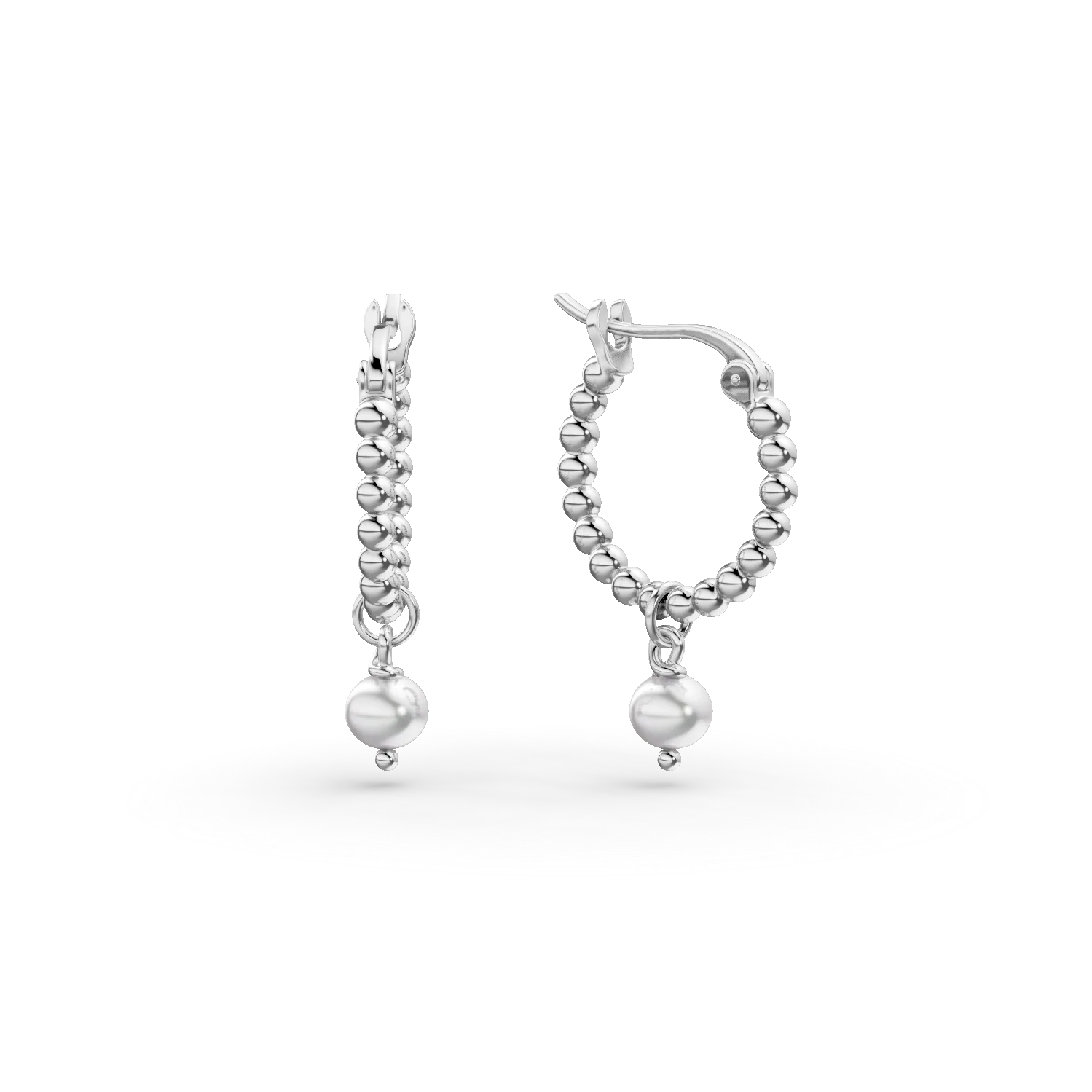 Cercei creole din argint cu bilute si perle de cultura Apparel & Accessories > Jewelry > Earrings DAAR 2 Cercei creole din argint cu bilute si perle de cultura Apparel & Accessories > Jewelry > Earrings DAAR 2