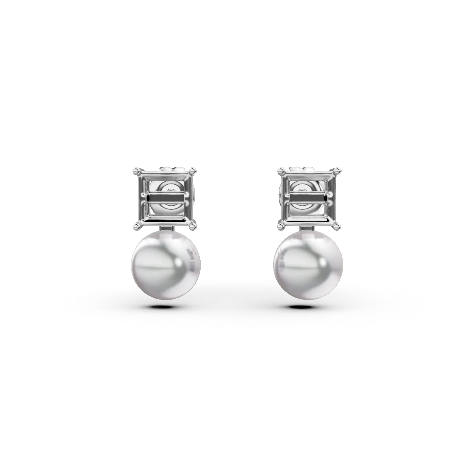 Cercei cu surub din argint cu perle sintetice si zirconii