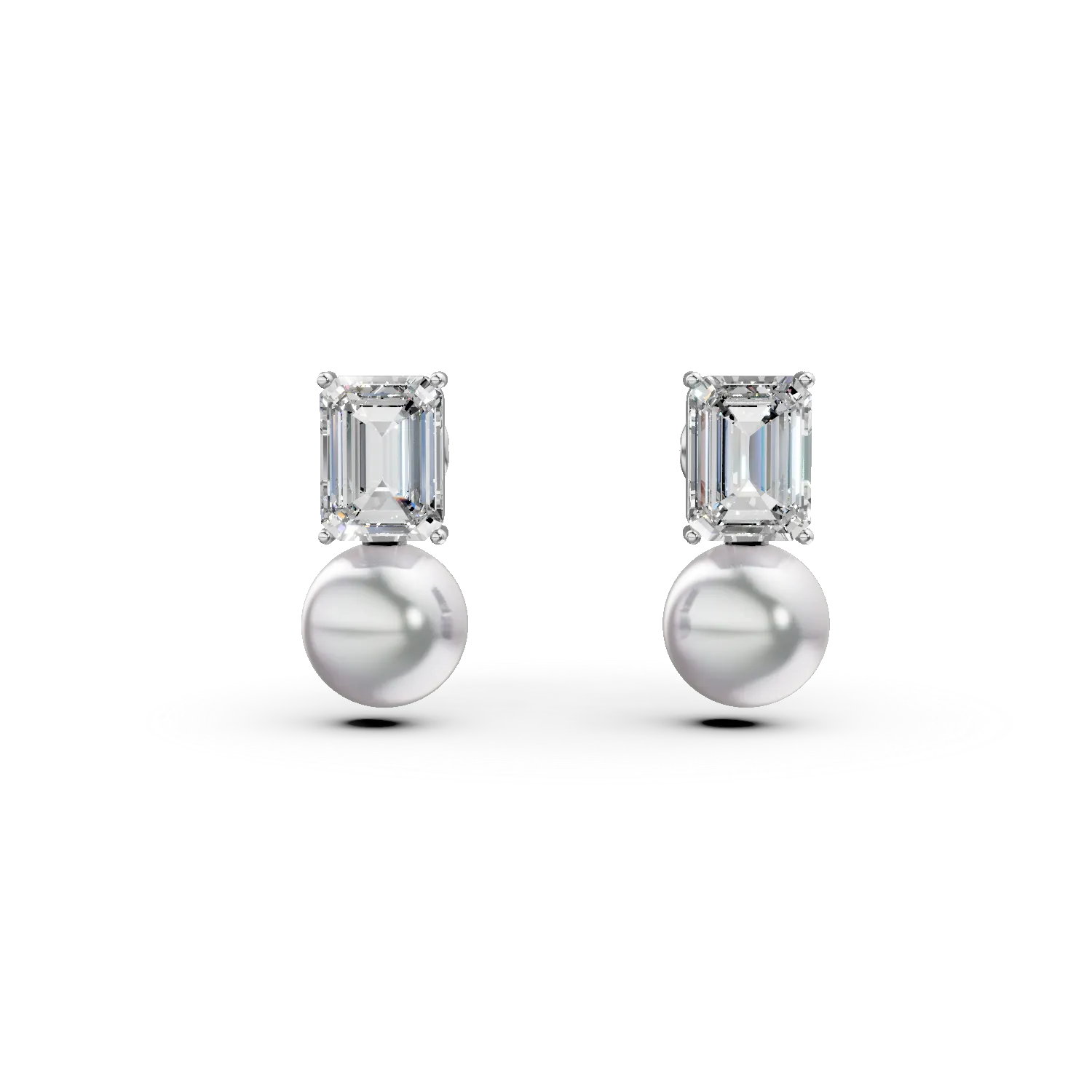 Cercei din argint cu perle sintetice si zirconii