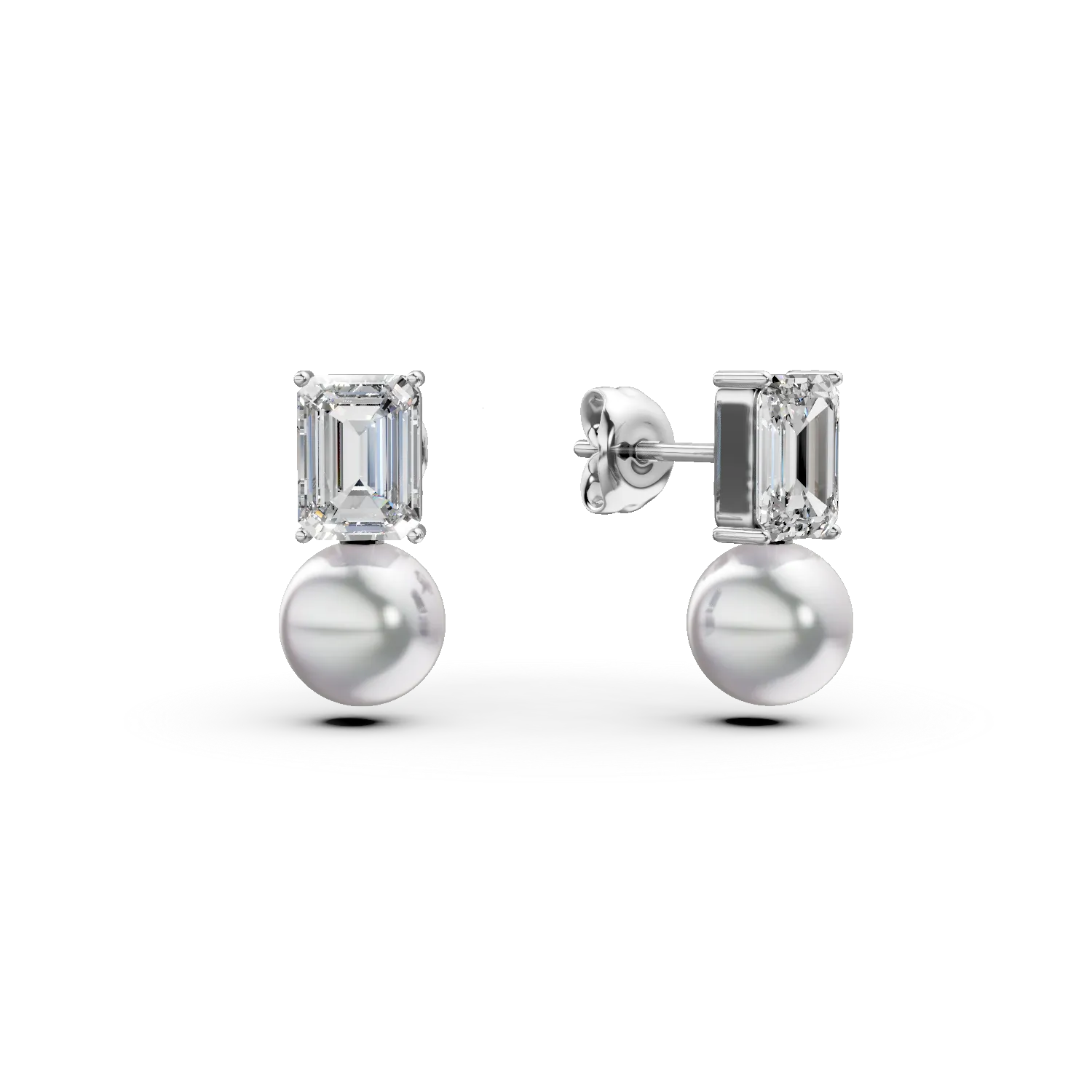 Cercei din argint cu perle sintetice si zirconii