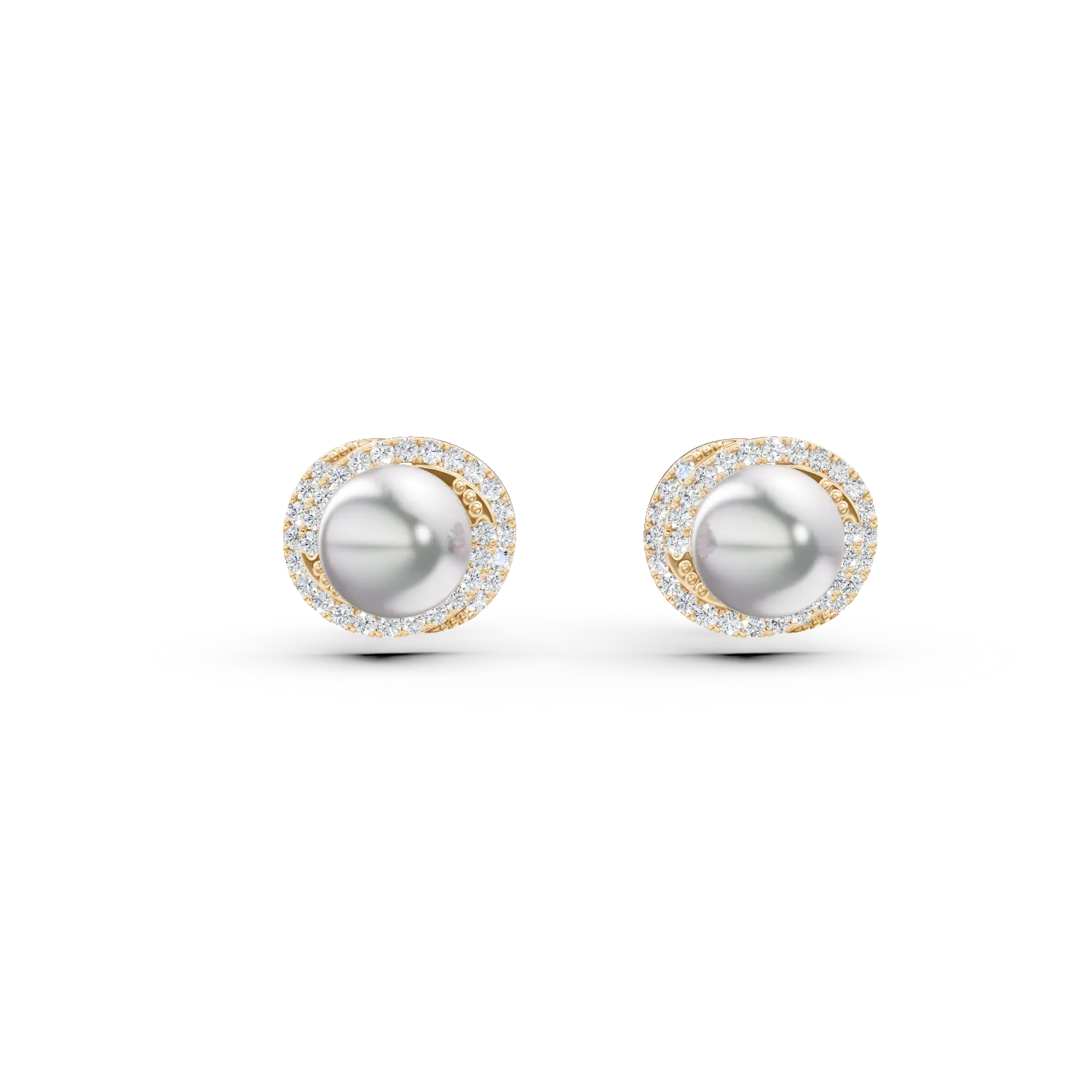 Cercei din argint galben cu perle sintetice si zirconii