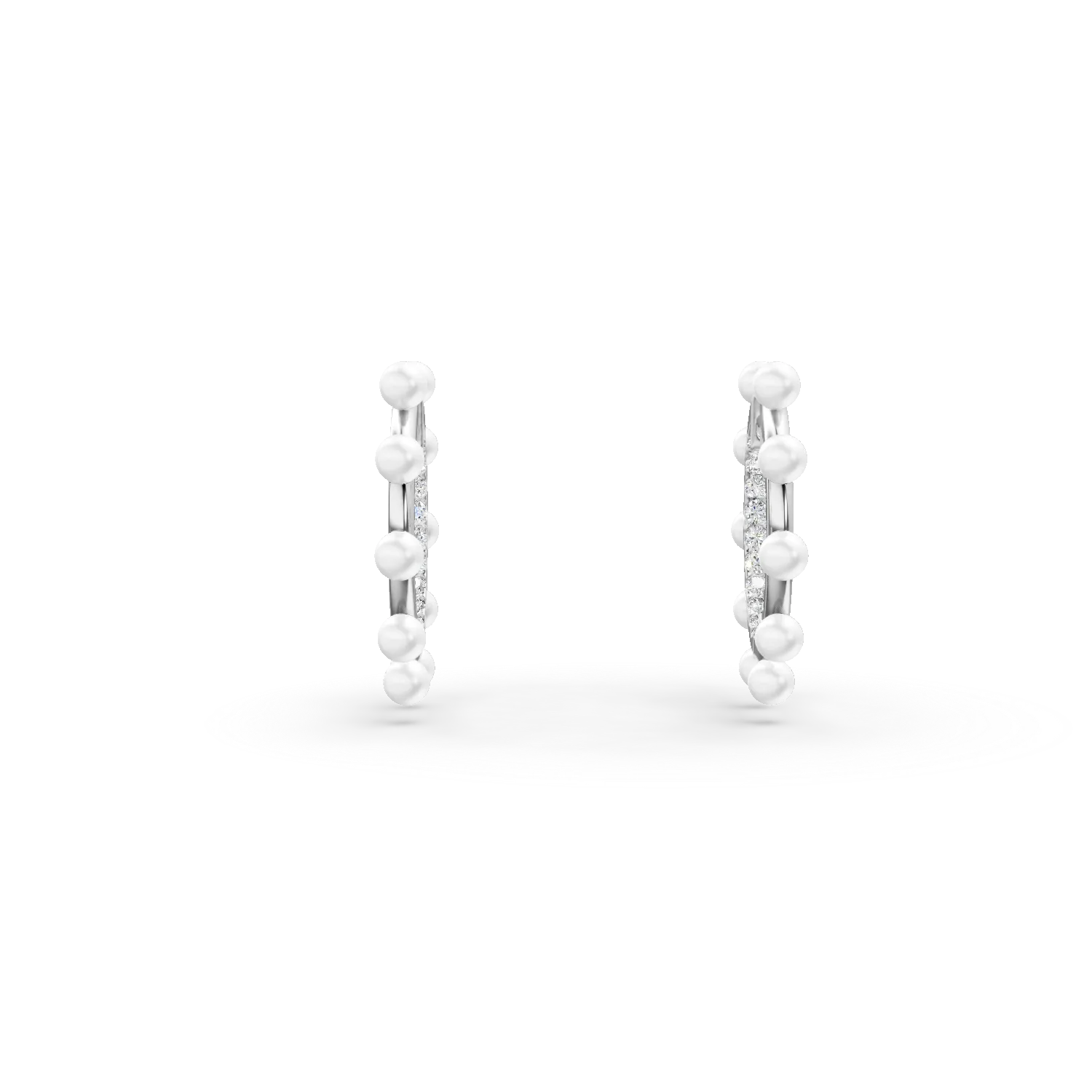 Cercei cu tortite din argint cu perle sintetice si zirconii