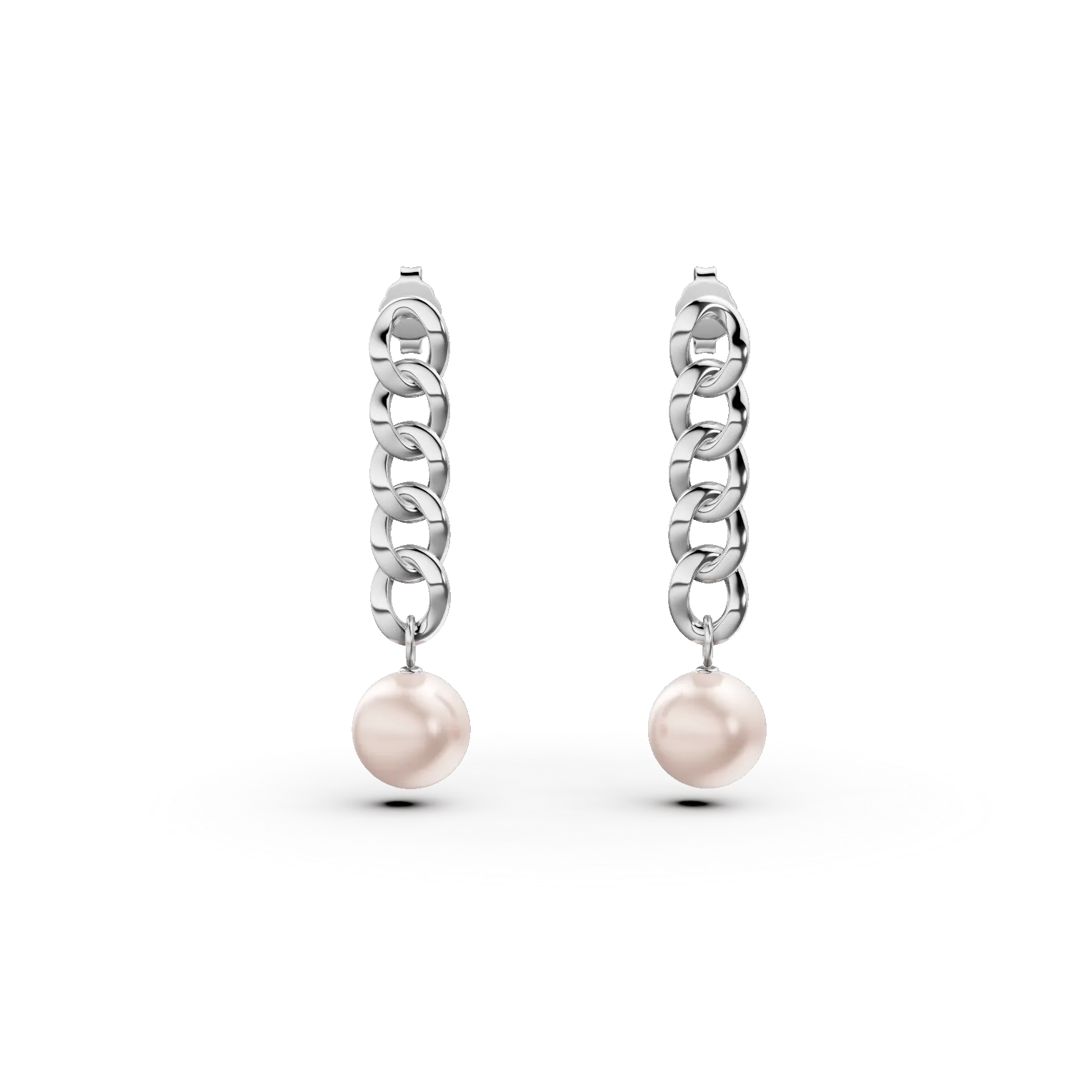 Cercei stud impletiti din argint cu perle de cultura