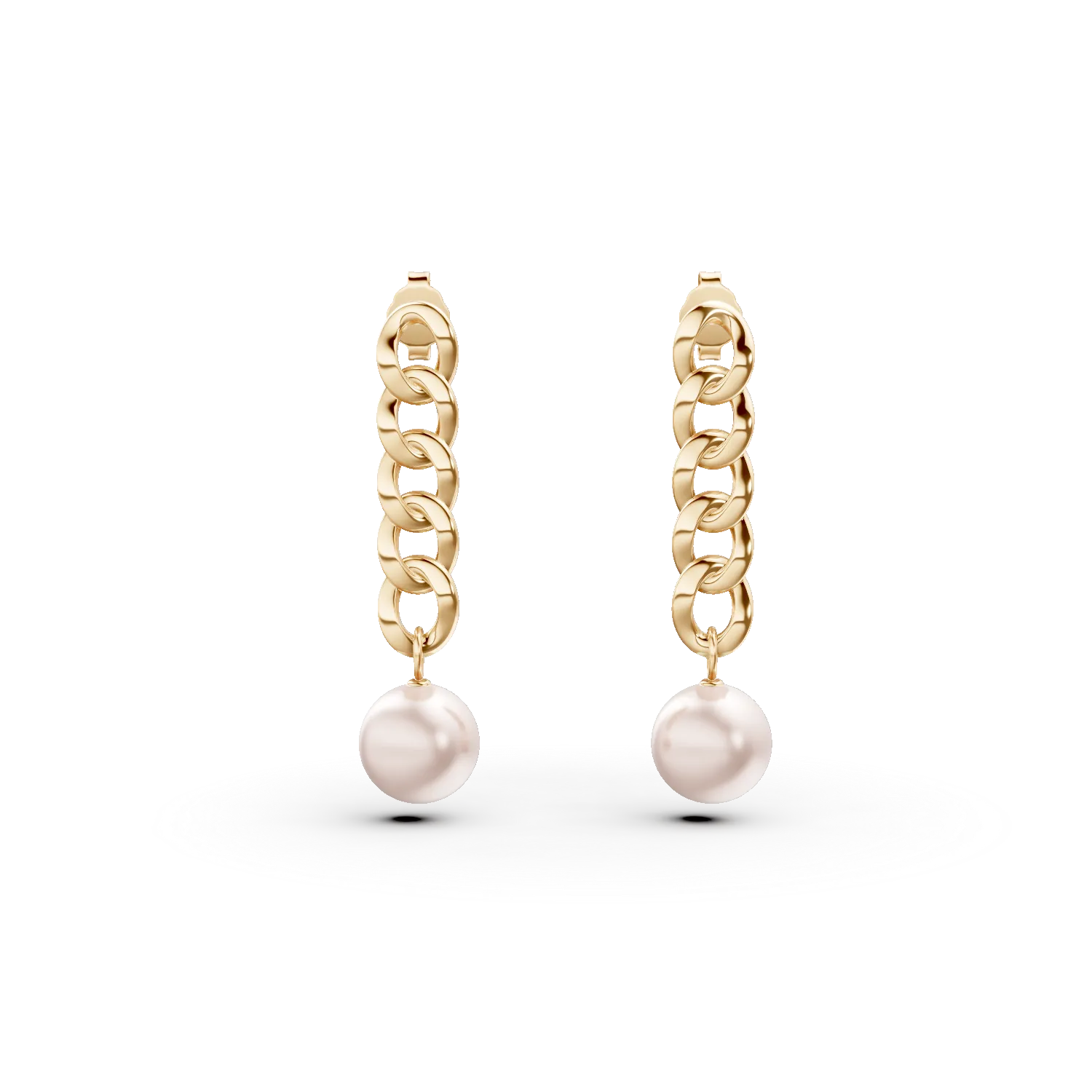 Cercei stud impletiti din argint galben cu perle de cultura