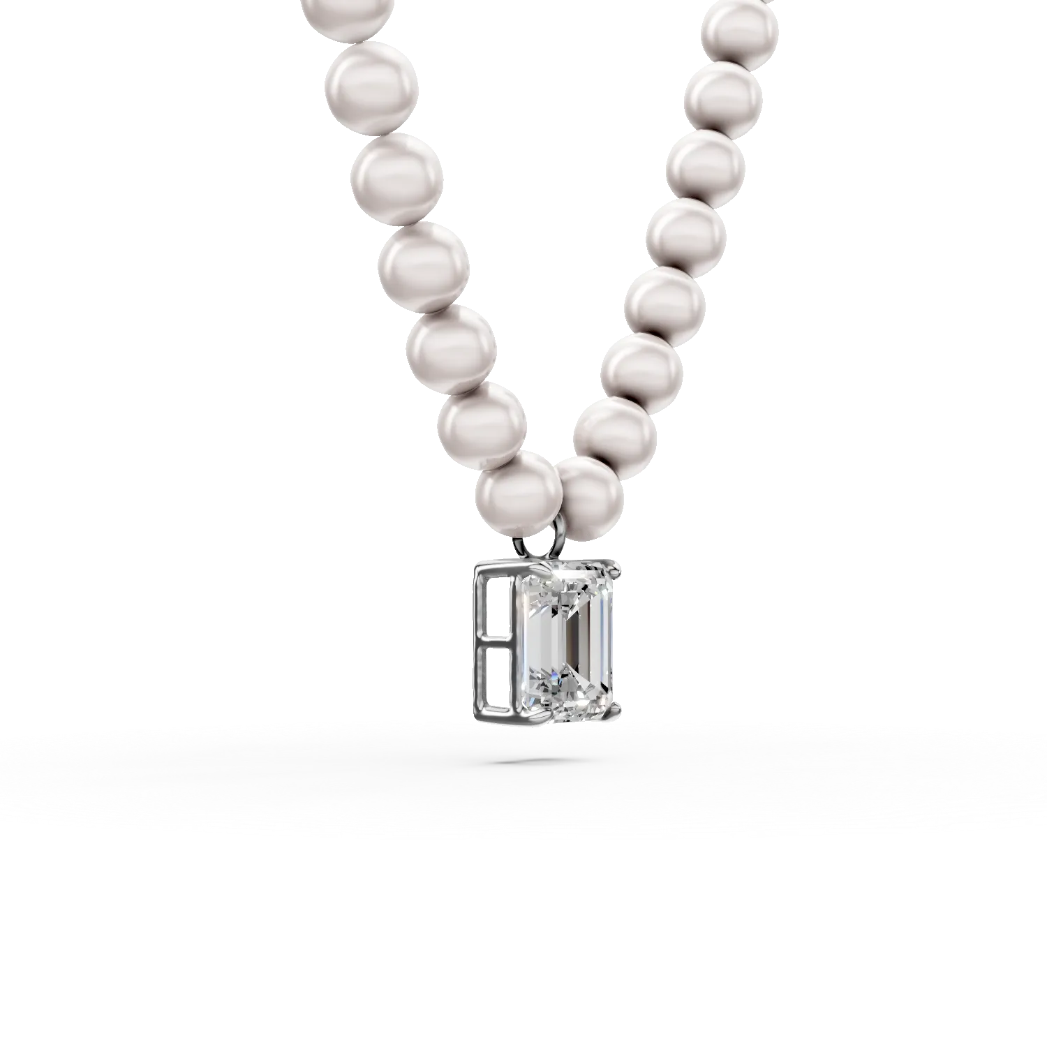 Colier din argint cu perle sintetice si zirconia incolora