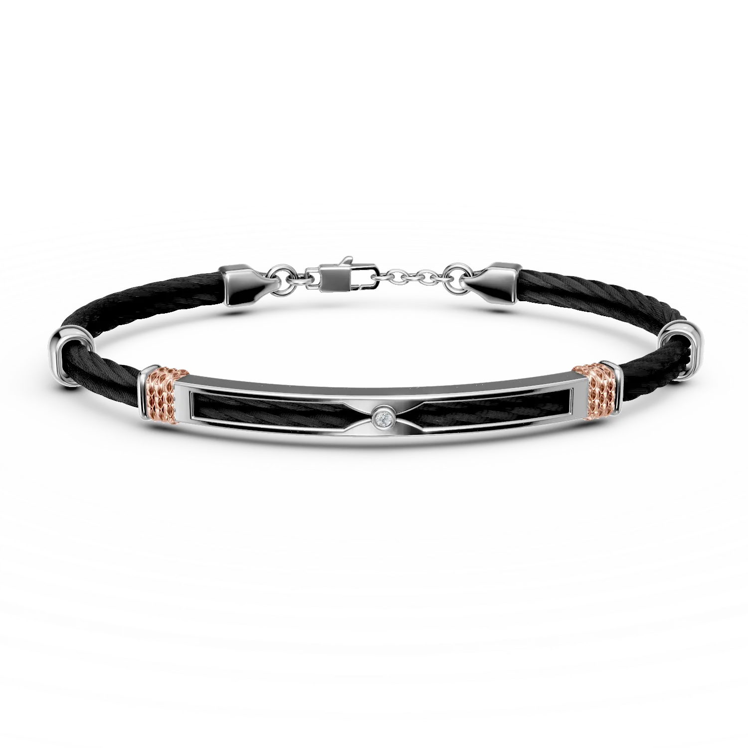 Bratara din otel cu diamant de 0.01ct pentru barbati