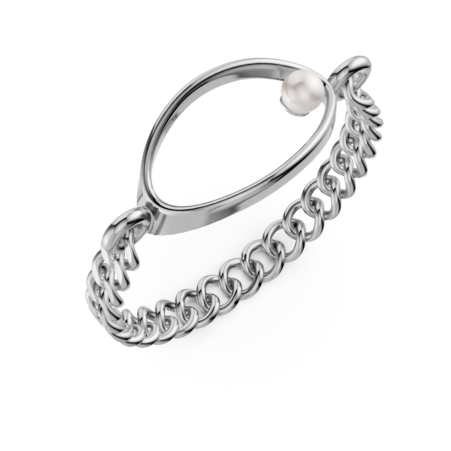 Inel impletit din argint cu perla de cultura