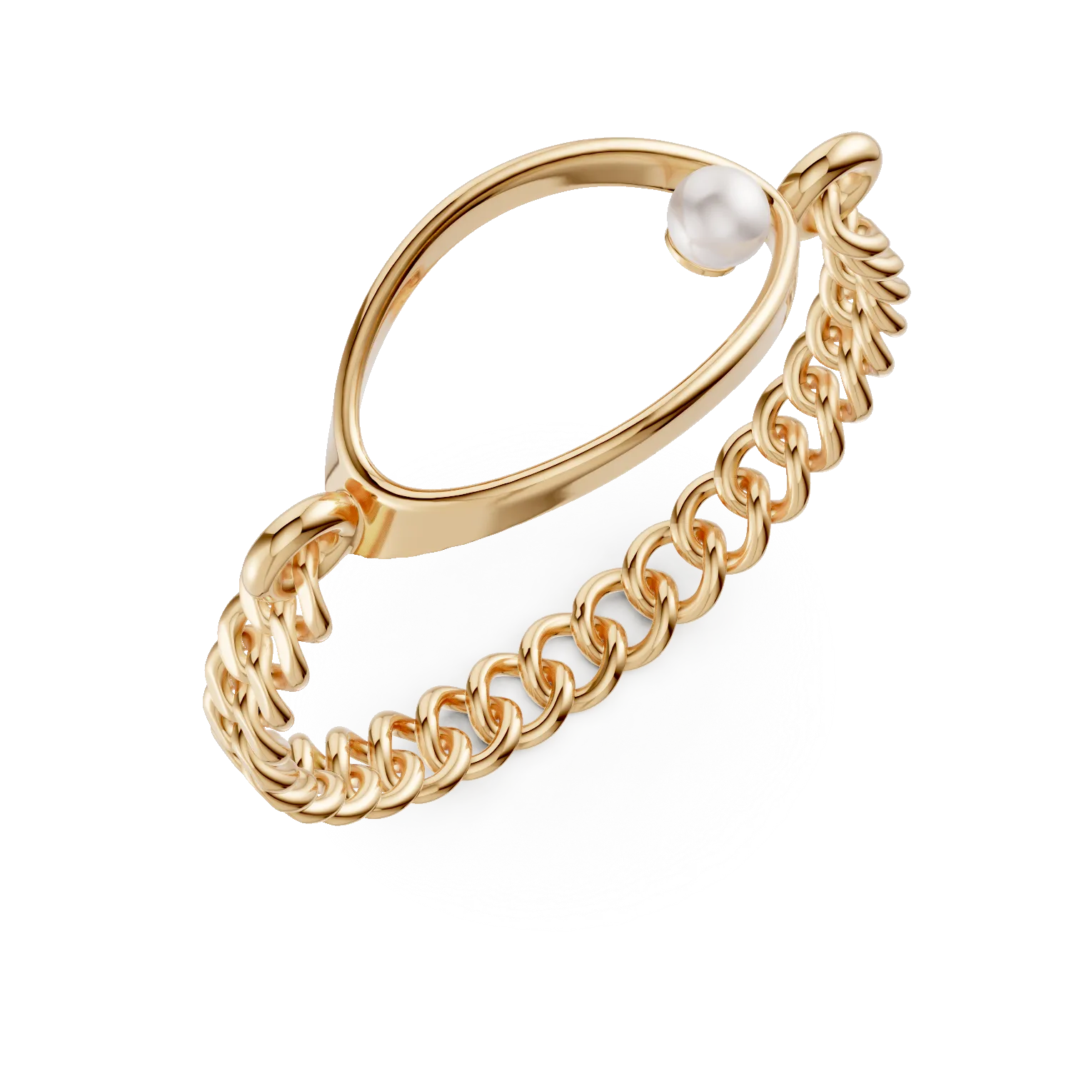 Inel impletit din argint galben cu perla de cultura