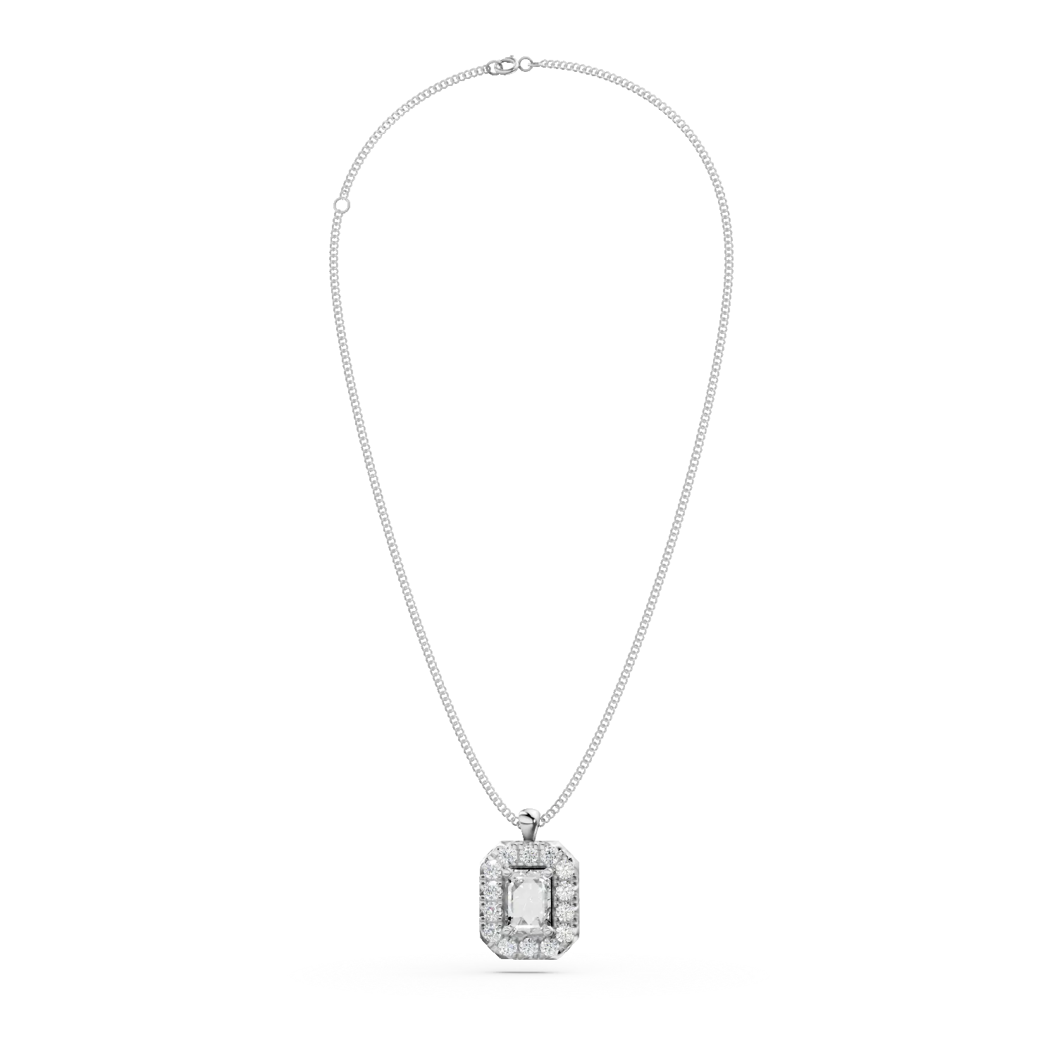 Lant din aur alb cu pandantiv clasic cu diamante de 0.56ct create in laborator