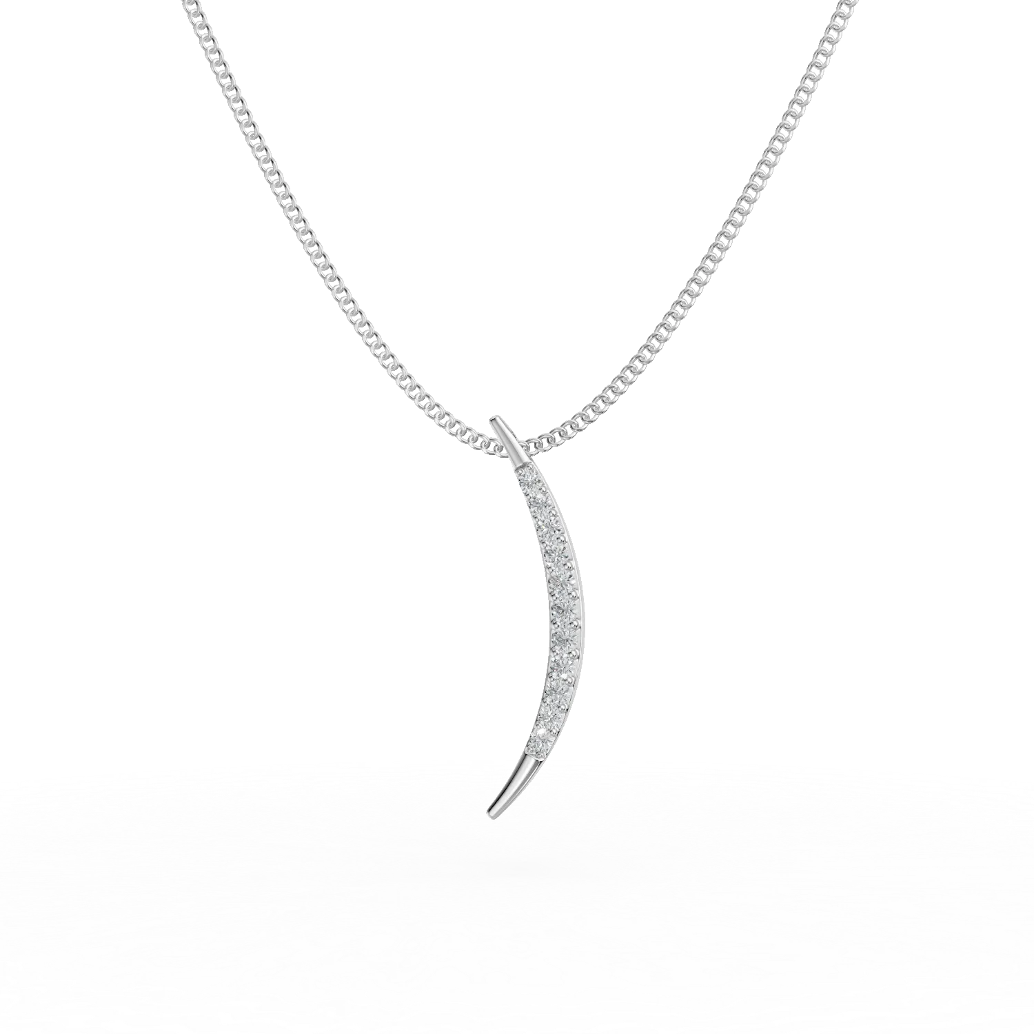 Lant cu pandantiv minimalist din aur alb cu diamante de 0.1ct create in laborator