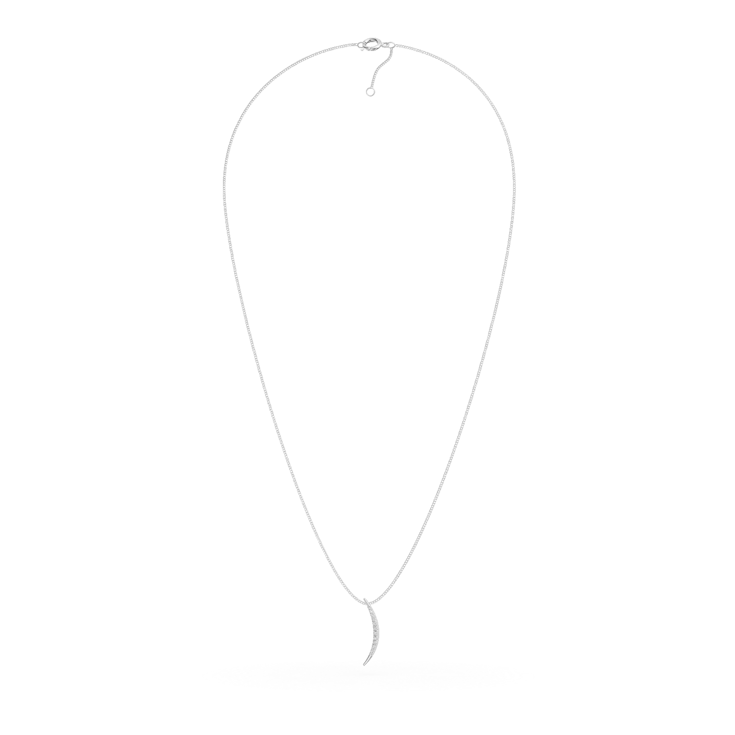 Lant cu pandantiv minimalist din aur alb cu diamante de 0.1ct create in laborator