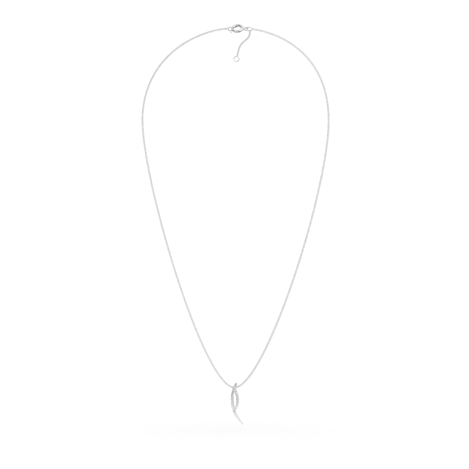 Lant cu pandantiv minimalist din aur alb cu diamante de 0.05ct create in laborator
