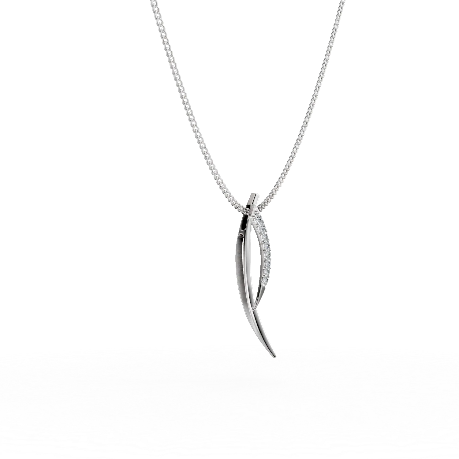 Lant cu pandantiv minimalist din aur alb cu diamante de 0.05ct create in laborator