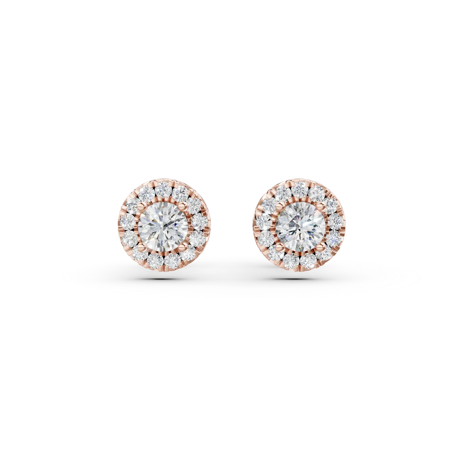 Cercei rotunzi din aur roz cu diamante de 1.1ct create in laborator