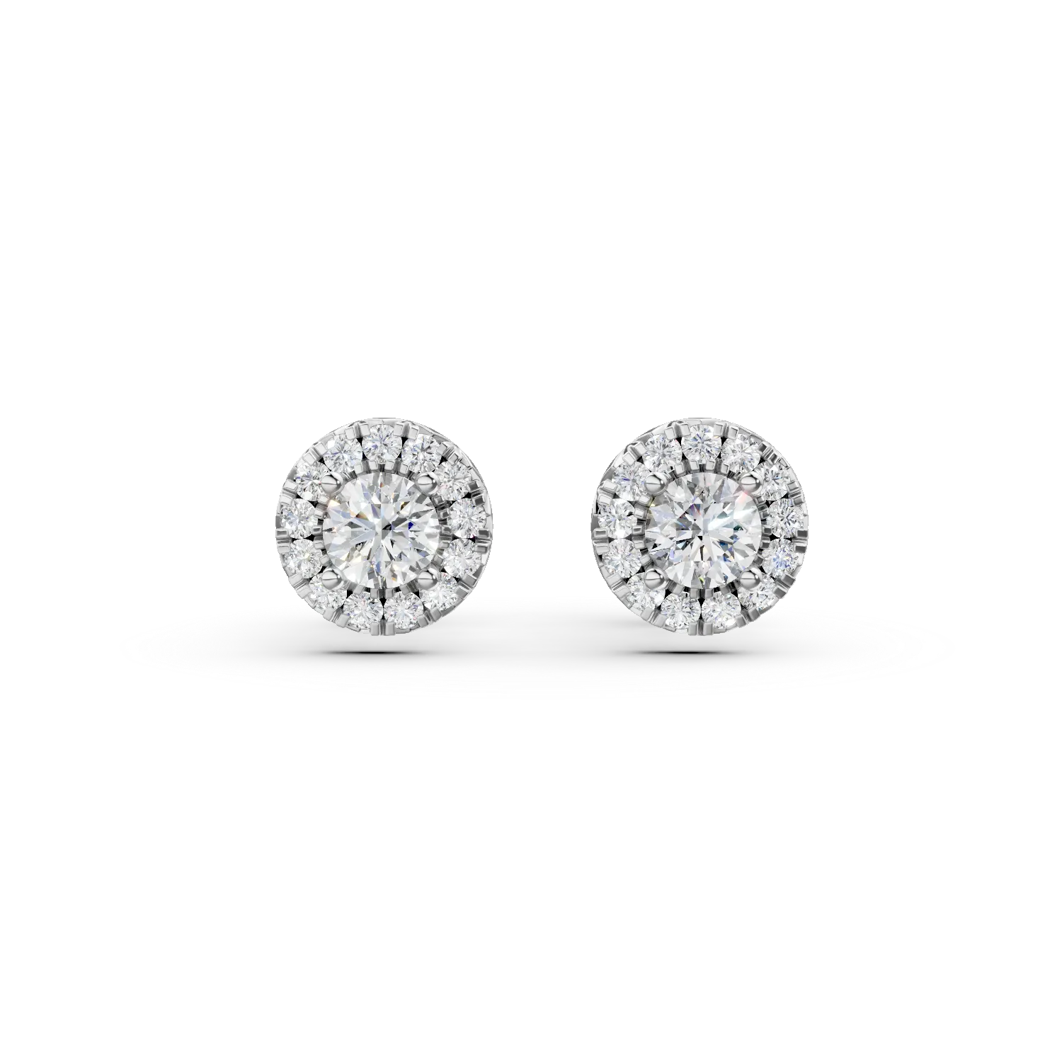 Cercei rotunzi din aur alb cu diamante de 1.1ct create in laborator