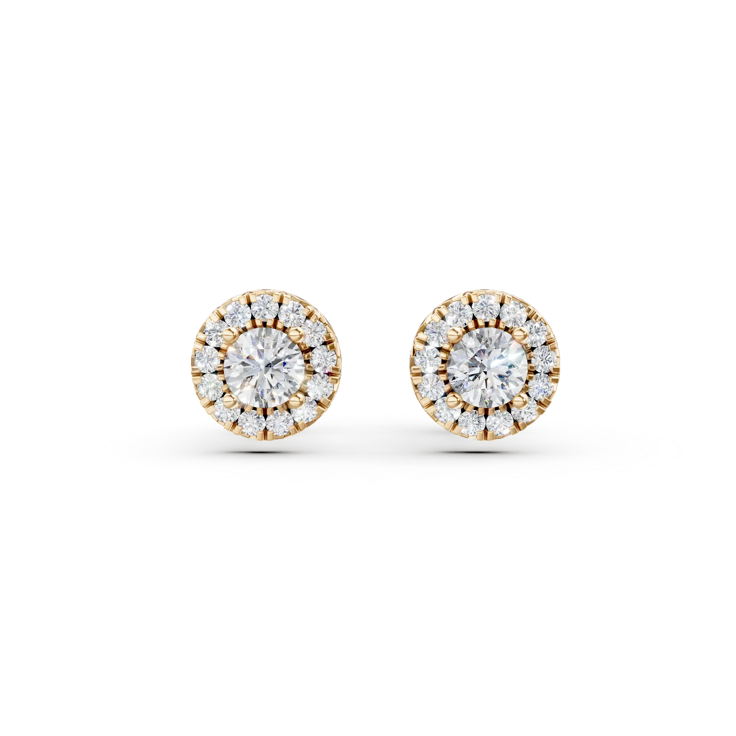 Cercei rotunzi din aur galben cu diamante de 1.1ct create in laborator