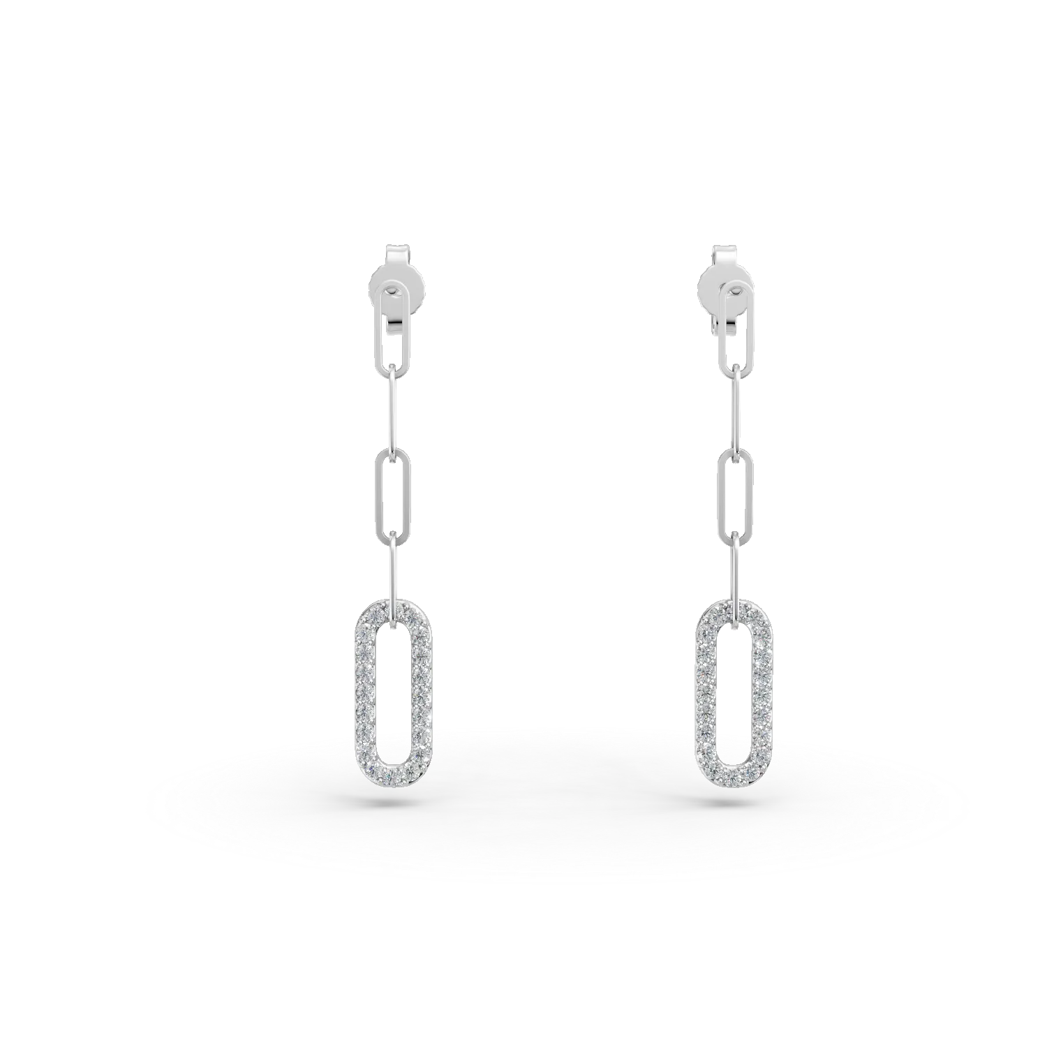Cercei geometrici din aur alb cu diamante de 0.2ct create in laborator