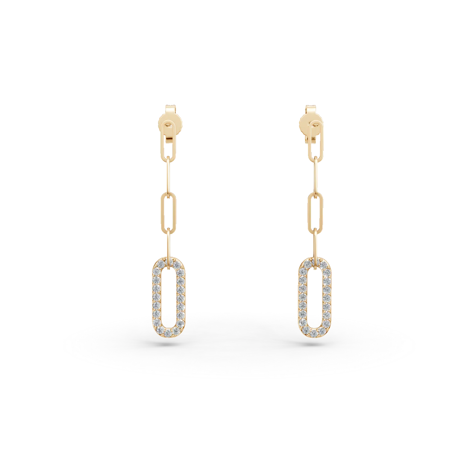 Cercei geometrici din aur galben cu diamante de 0.2ct create in laborator