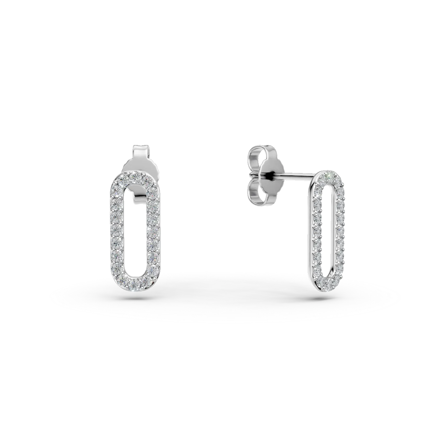 Cercei geometrici din aur alb cu diamante de 0.2ct create in laborator
