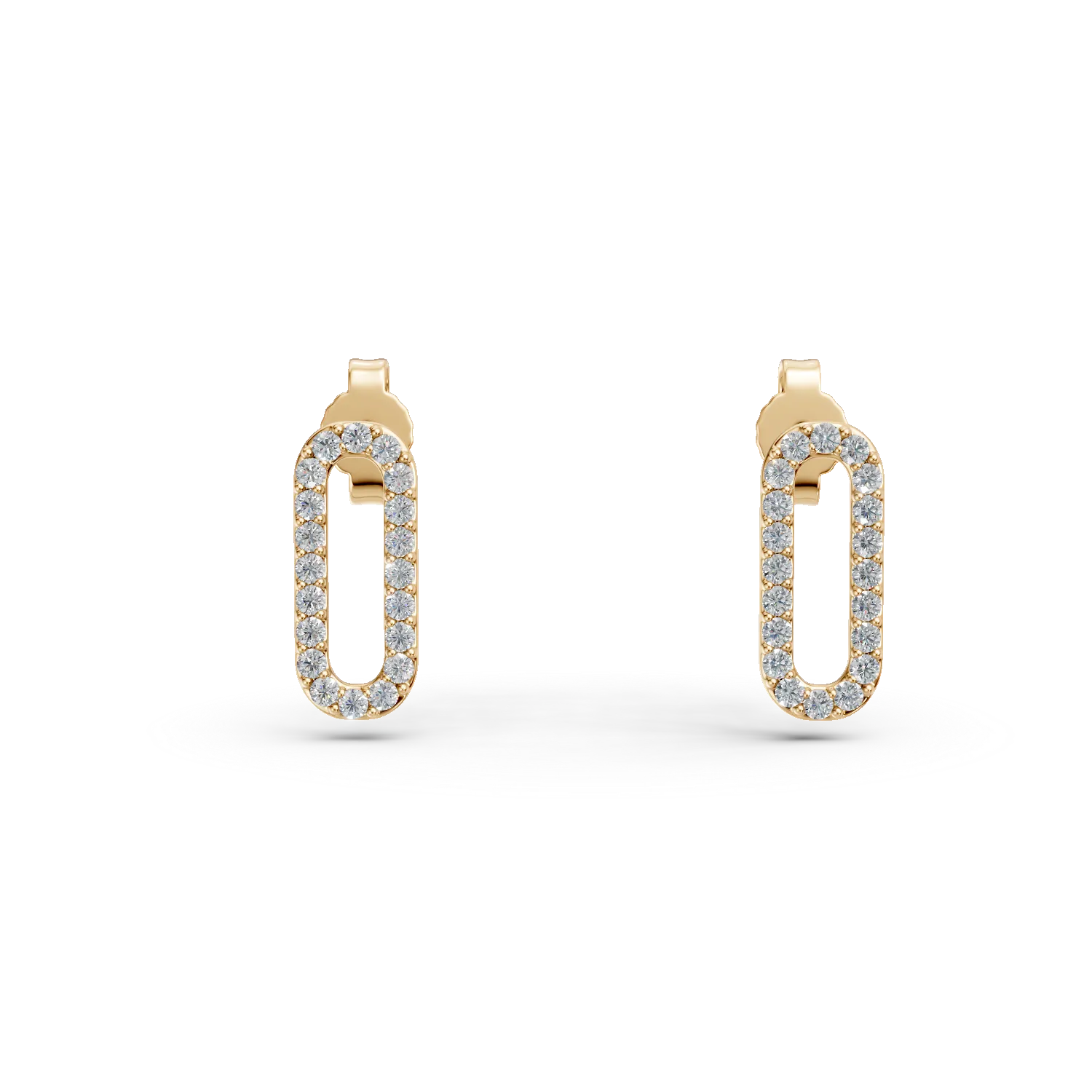 Cercei geometrici din aur alb cu diamante de 0.2ct create in laborator