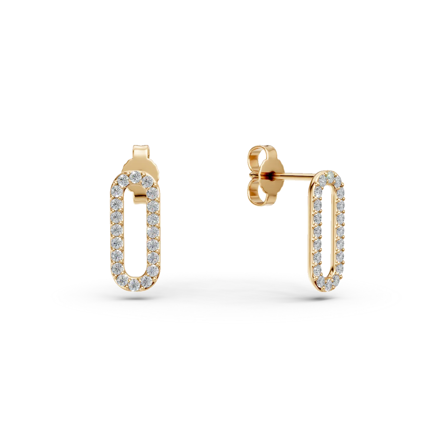 Cercei geometrici din aur galben cu diamante de 0.2ct create in laborator