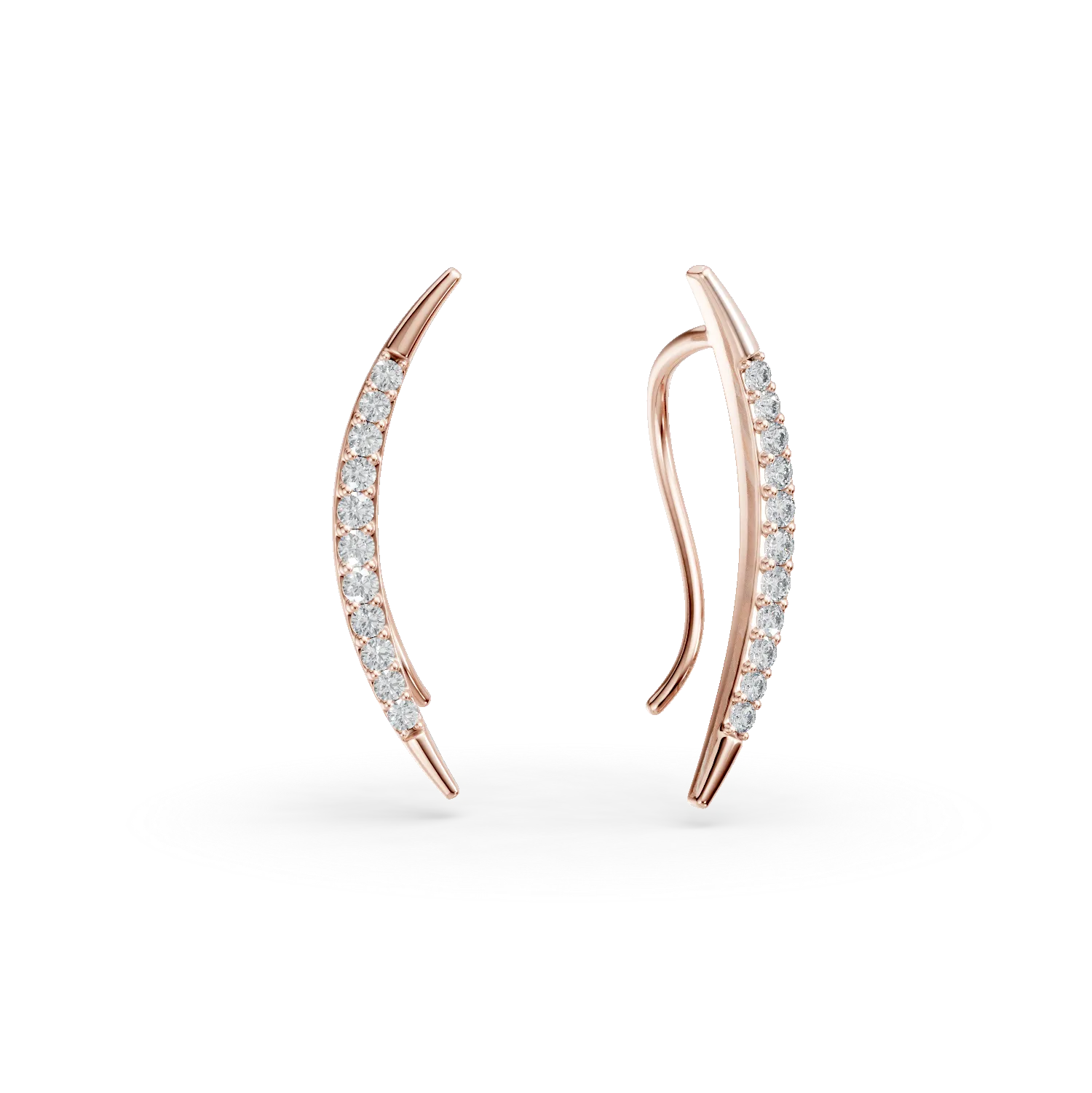Cercei on-ear din aur roz cu diamante de 0.15ct create in laborator