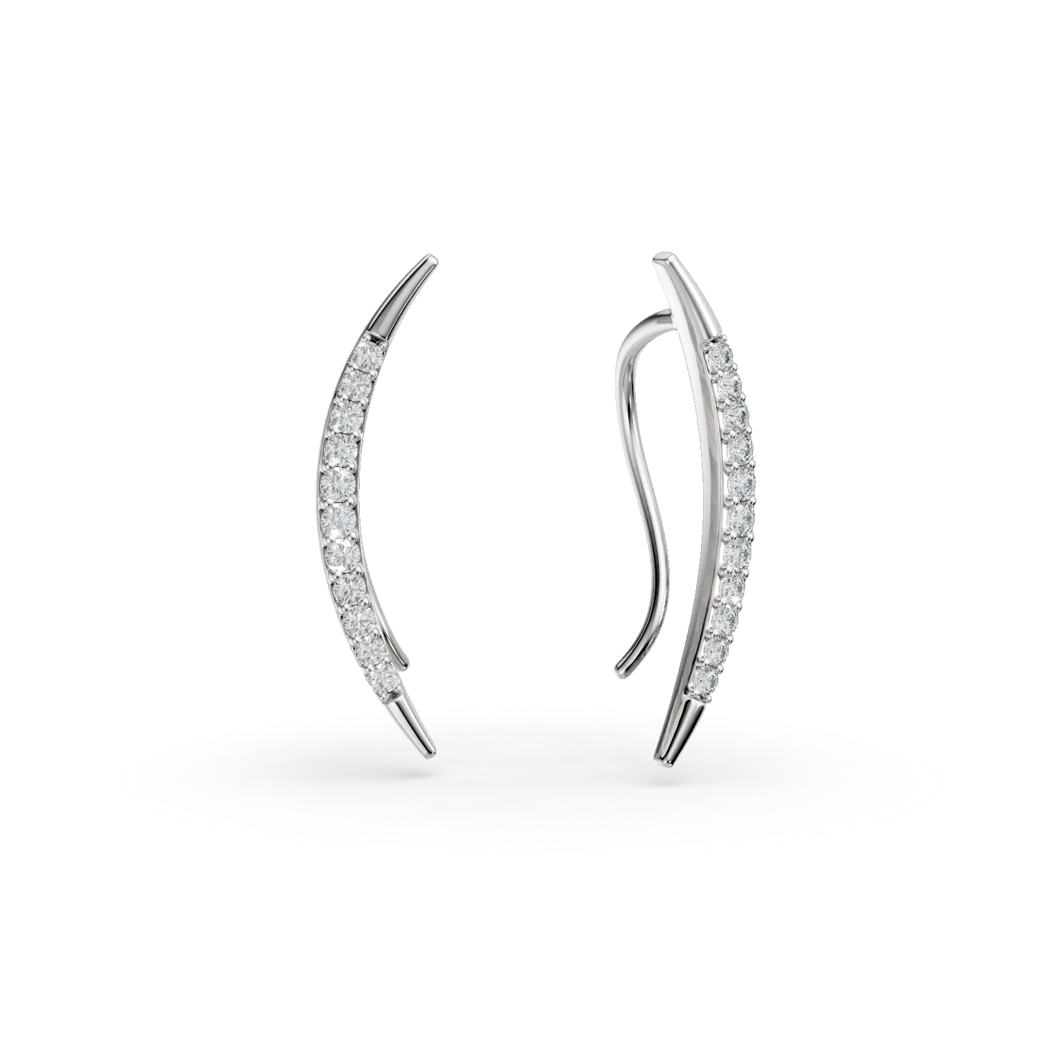 Cercei on-ear din aur alb cu diamante de 0.15ct create in laborator