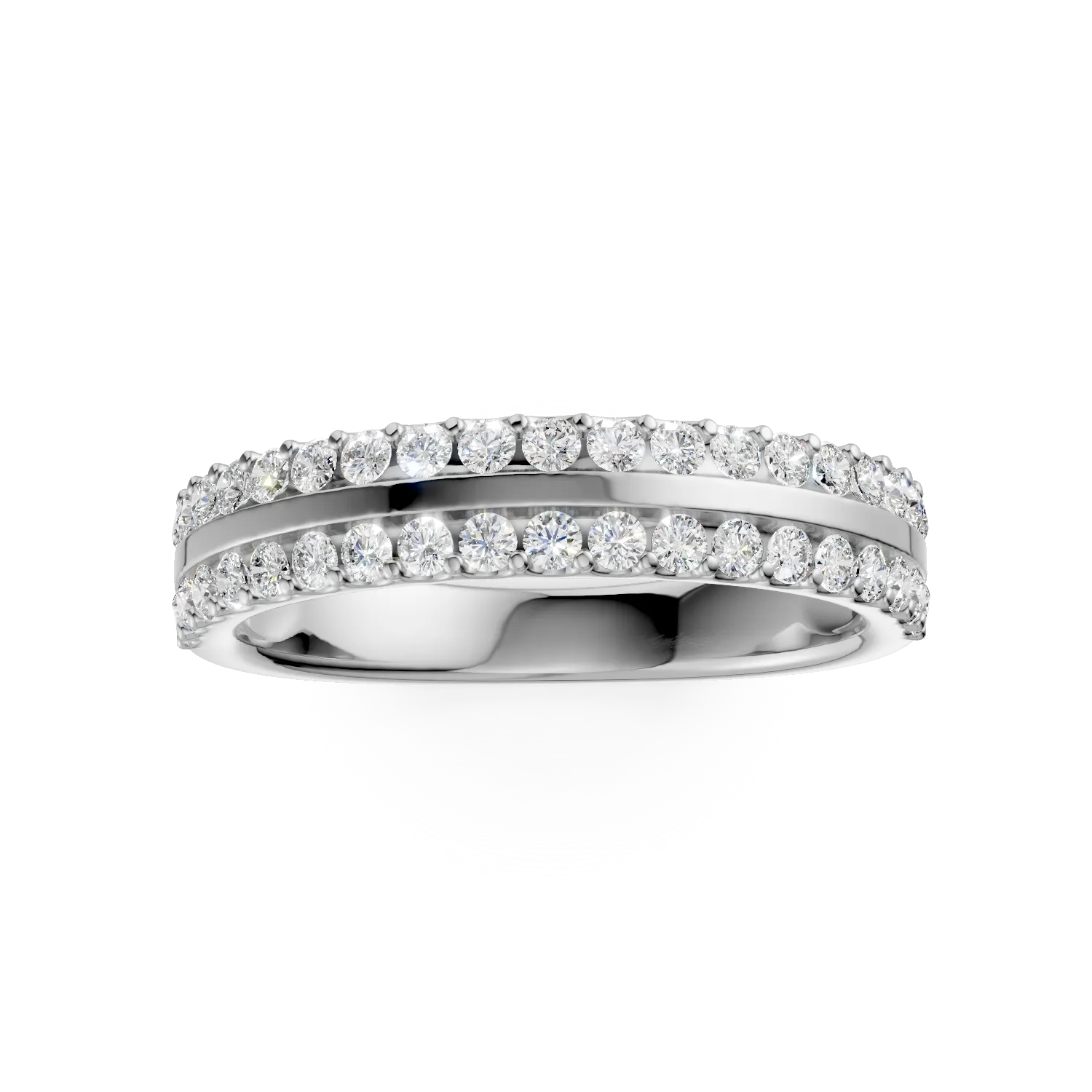 Inel semi eternity din aur alb cu diamante de 0.5ct create in laborator