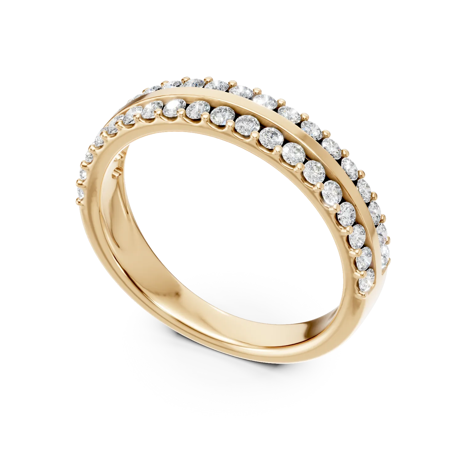 Inel semi eternity din aur galben cu diamante de 0.5ct create in laborator - imagine 2