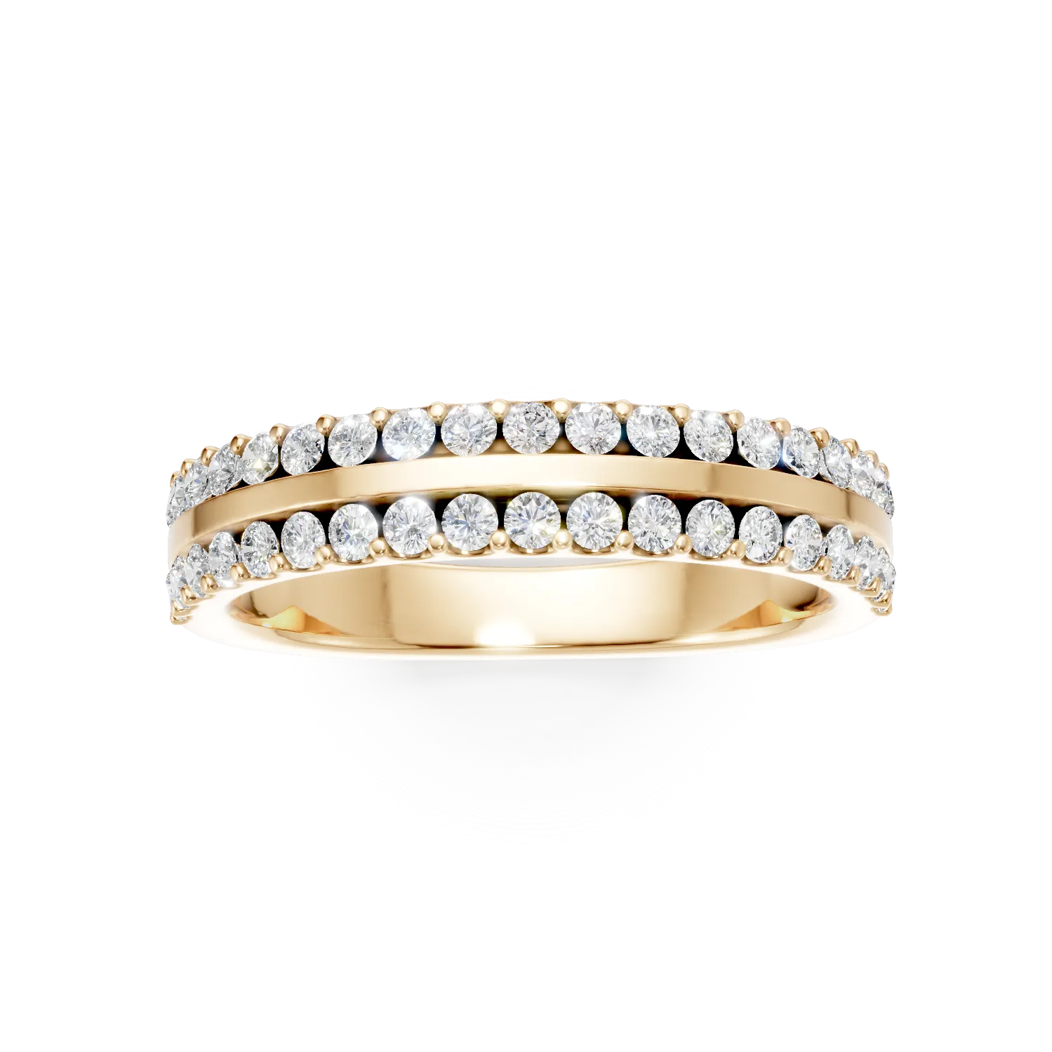 Inel semi eternity din aur galben cu diamante de 0.5ct create in laborator - imagine 3