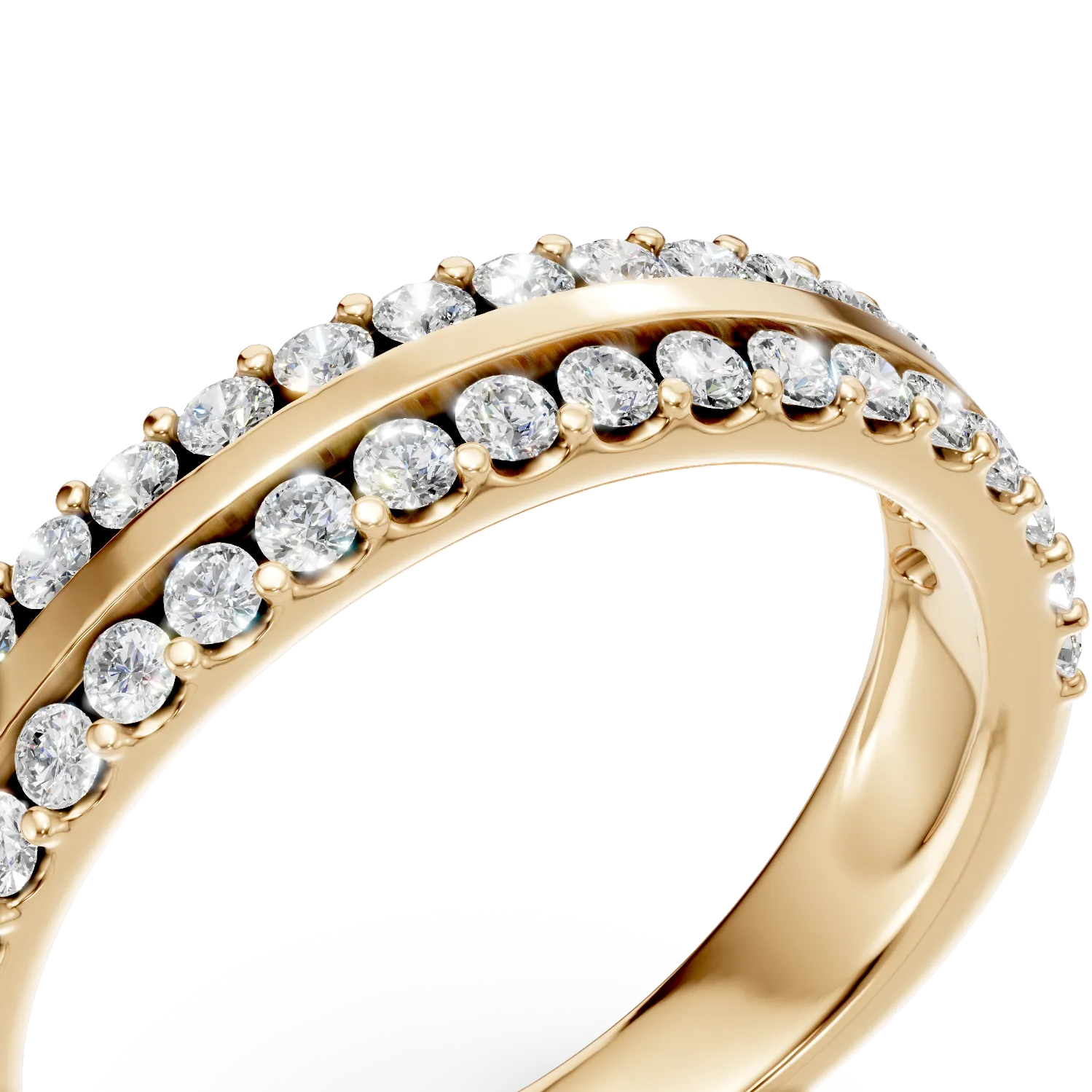 Inel semi eternity din aur galben cu diamante de 0.5ct create in laborator - imagine 4