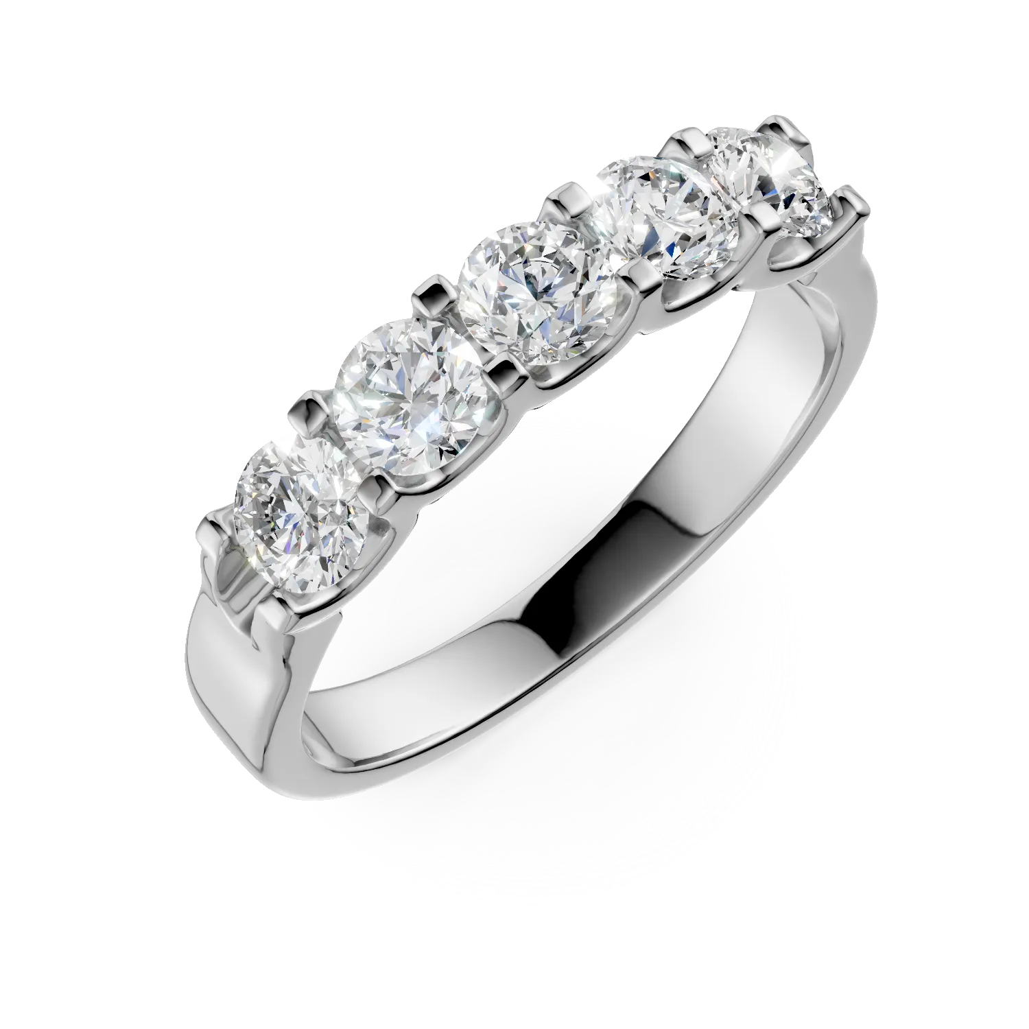 Inel semi eternity din aur alb cu diamante de 1ct create in laborator