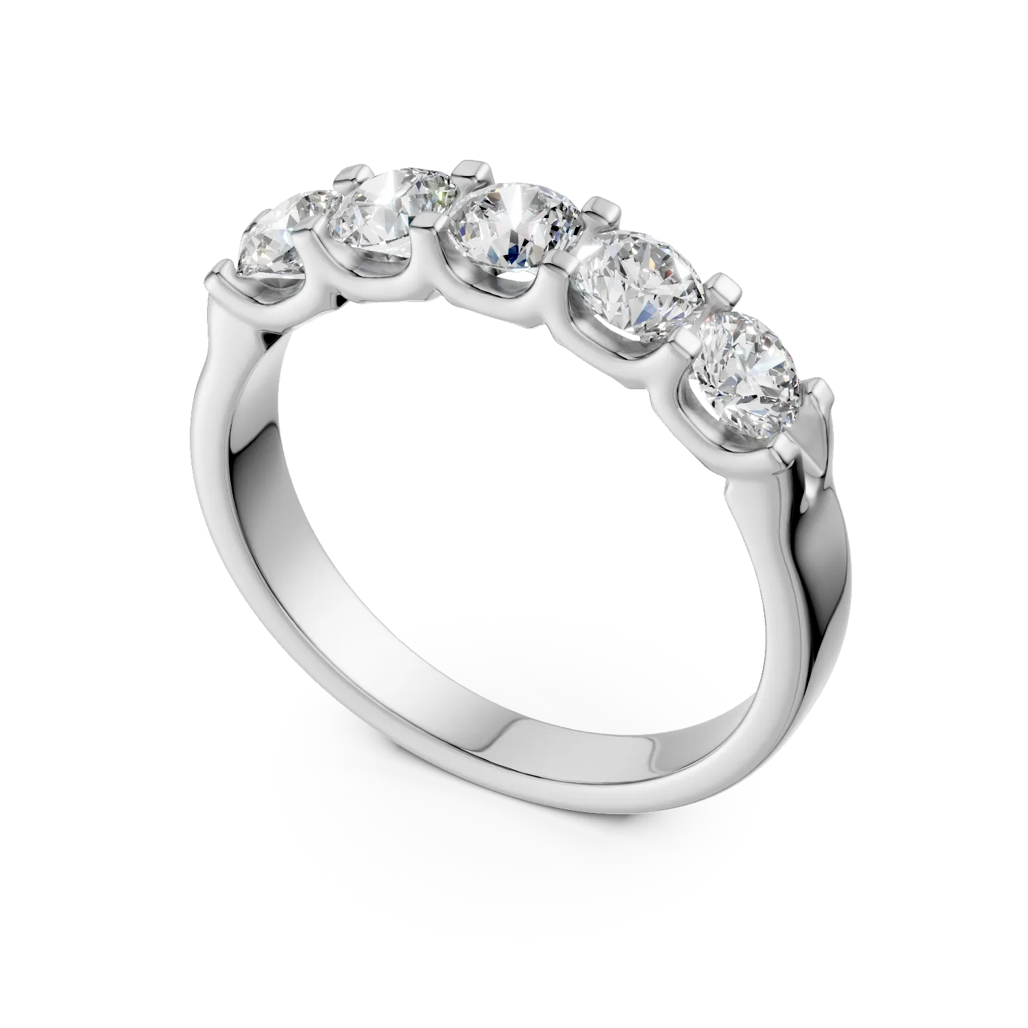 Inel semi eternity din aur alb cu diamante de 1ct create in laborator