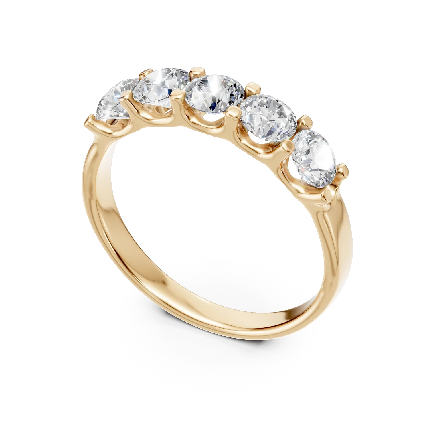Inel semi eternity din aur galben cu diamante de 1ct create in laborator