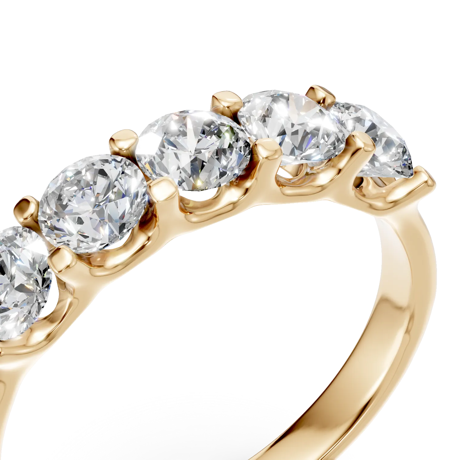 Inel semi eternity din aur galben cu diamante de 1ct create in laborator