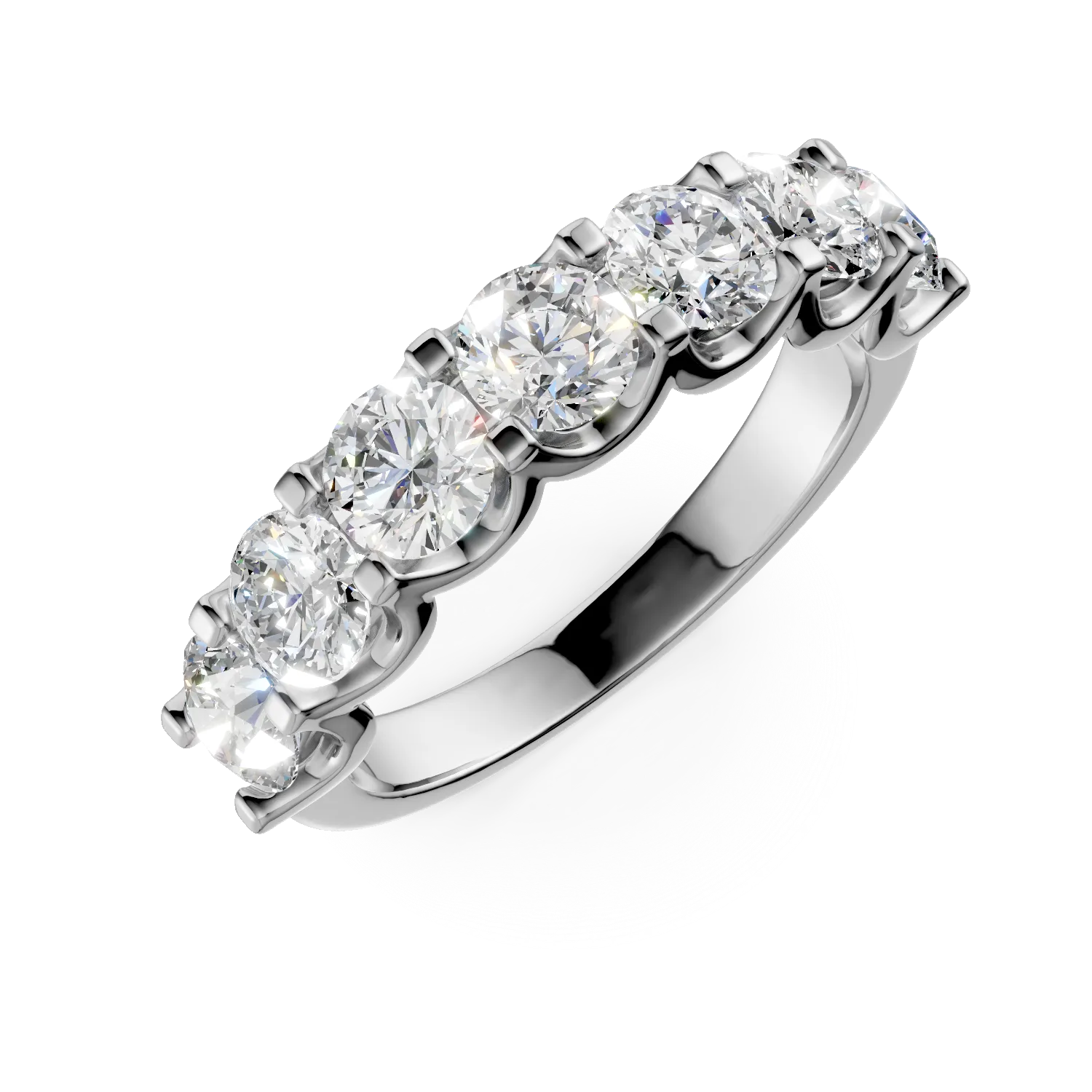 Inel semi eternity din aur alb cu diamante de 2ct create in laborator