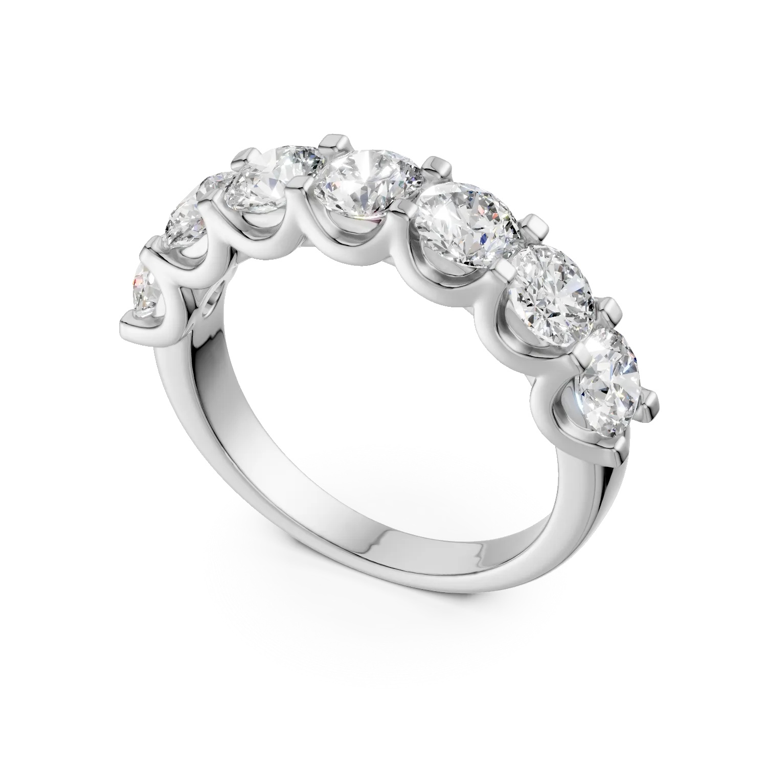 Inel semi eternity din aur alb cu diamante de 2ct create in laborator