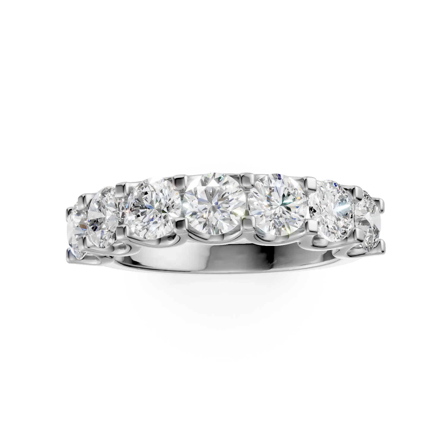 Inel semi eternity din aur alb cu diamante de 2ct create in laborator