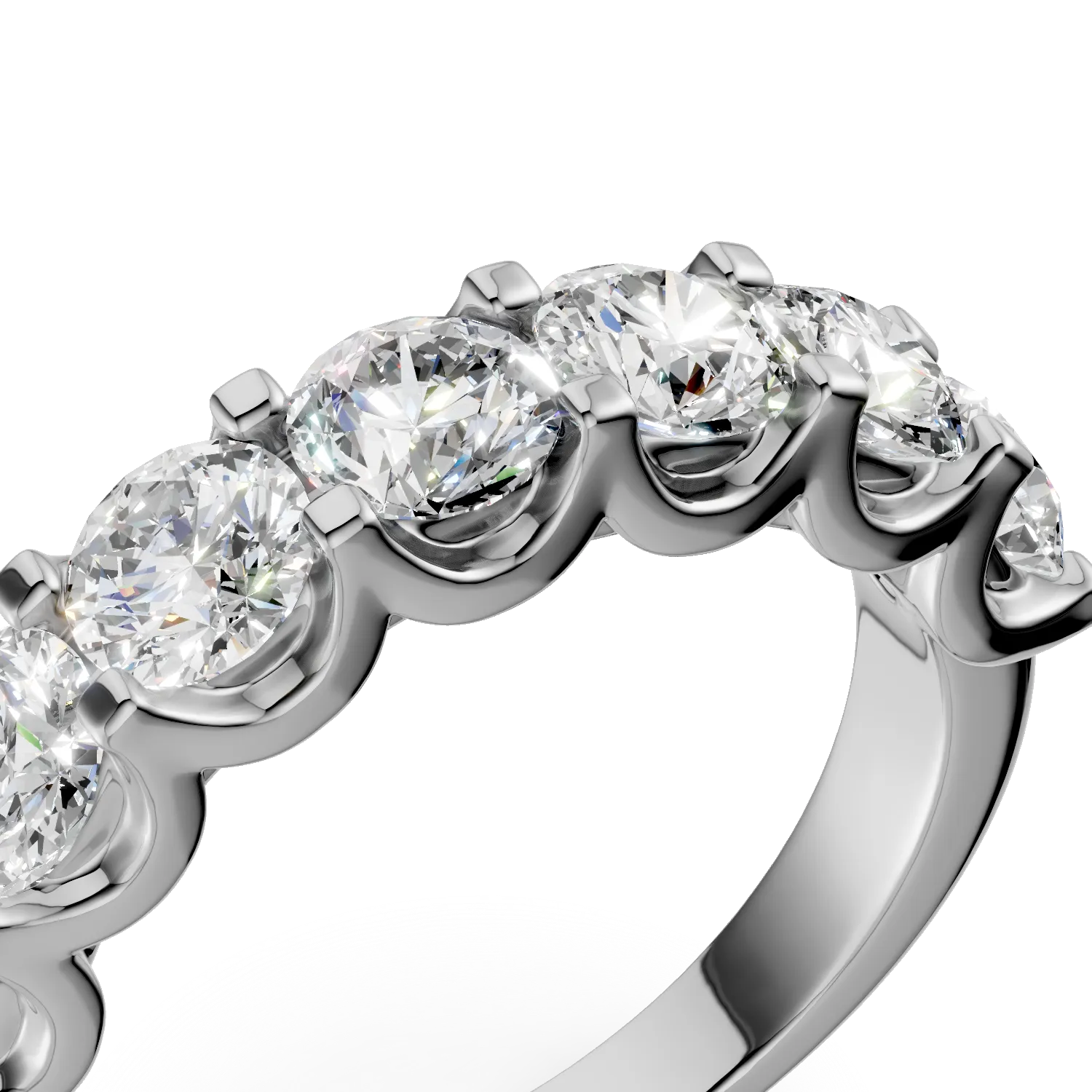Inel semi eternity din aur alb cu diamante de 2ct create in laborator