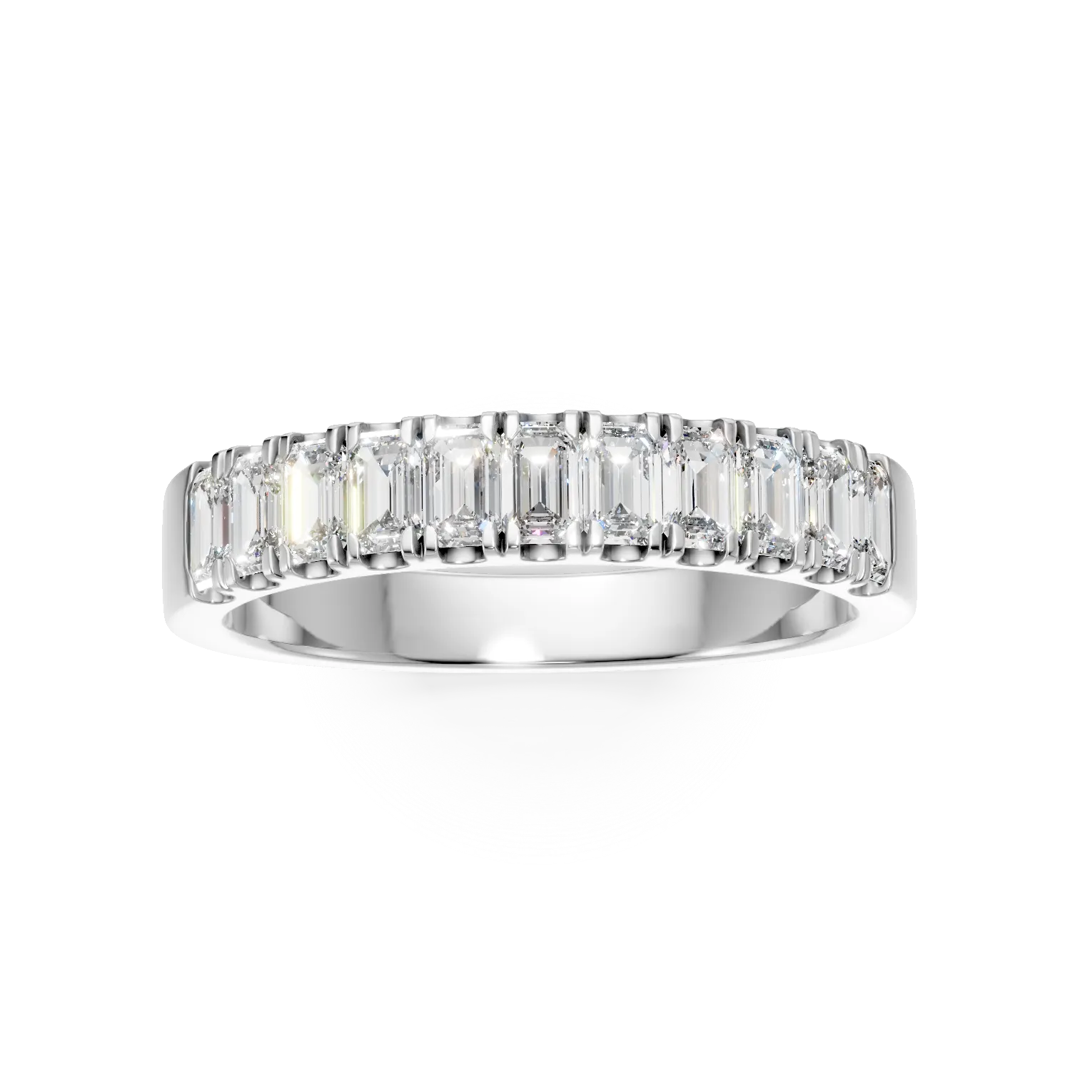 Inel semi eternity din aur alb cu diamante de 1.1ct create in laborator