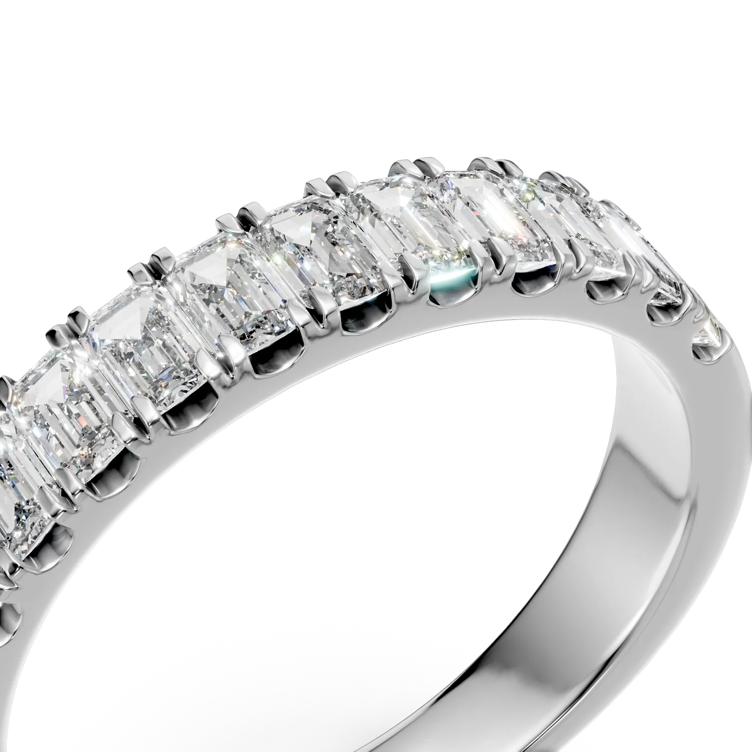 Inel semi eternity din aur alb cu diamante de 1.1ct create in laborator