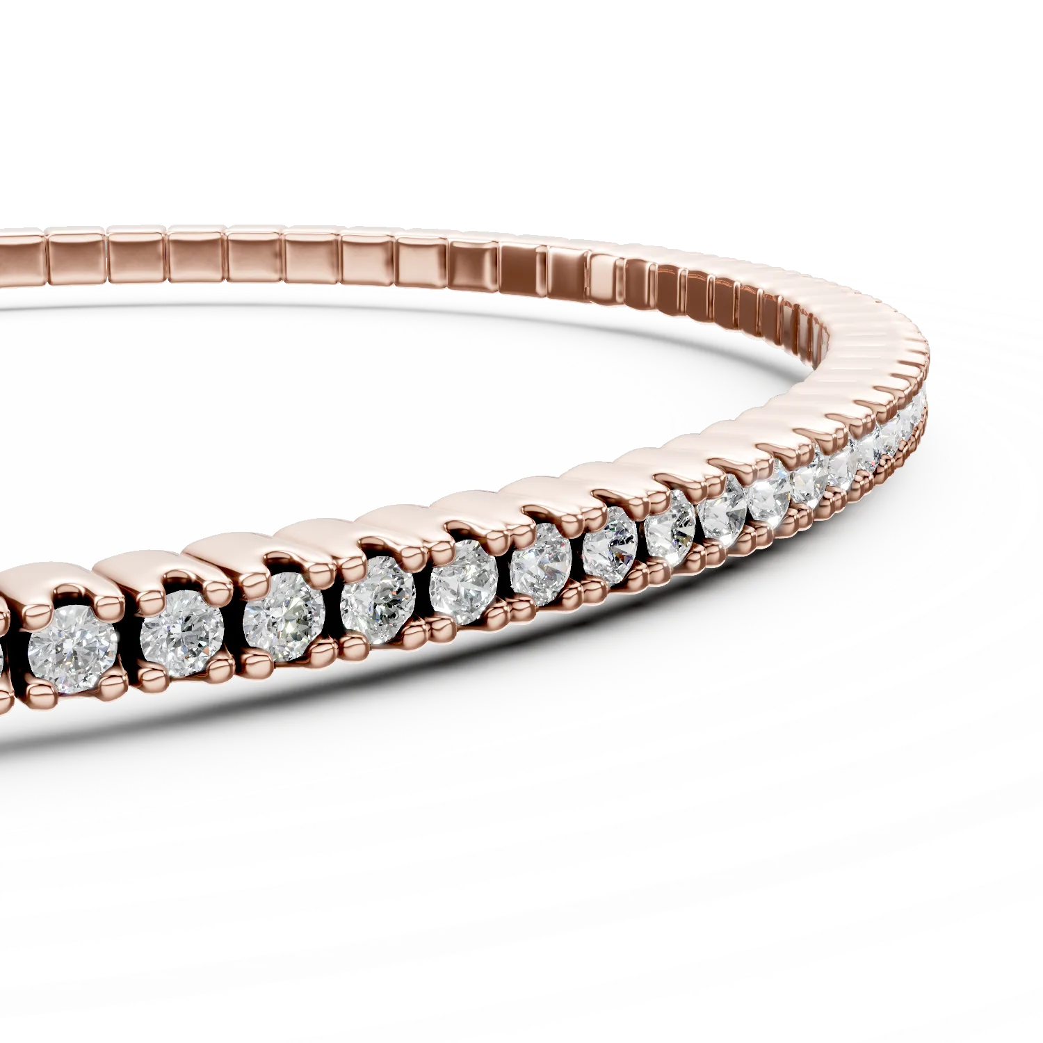 Bratara fixa din aur roz cu diamante de 0.75ct create in laborator