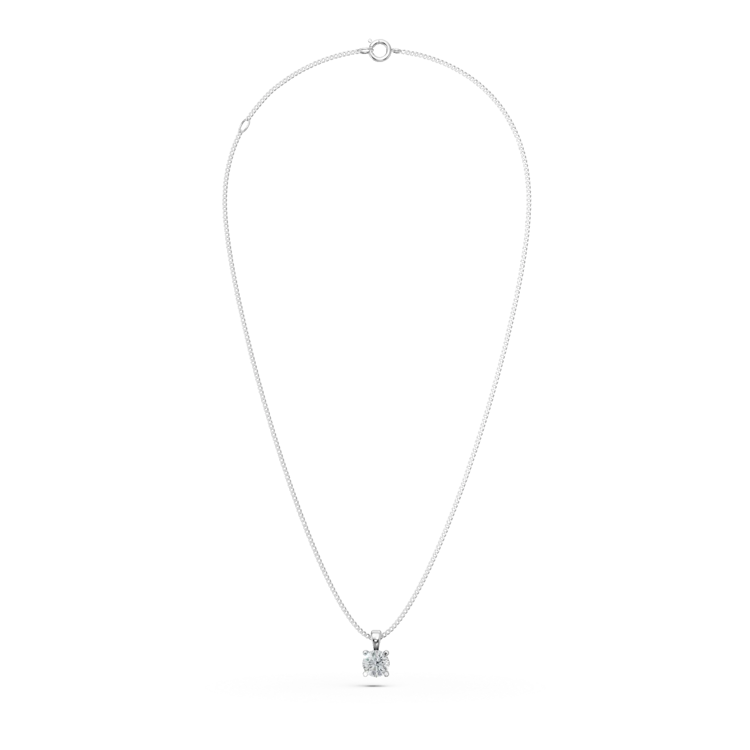 Lant cu pandantiv din aur alb cu diamant solitaire de 0.2ct creat in laborator