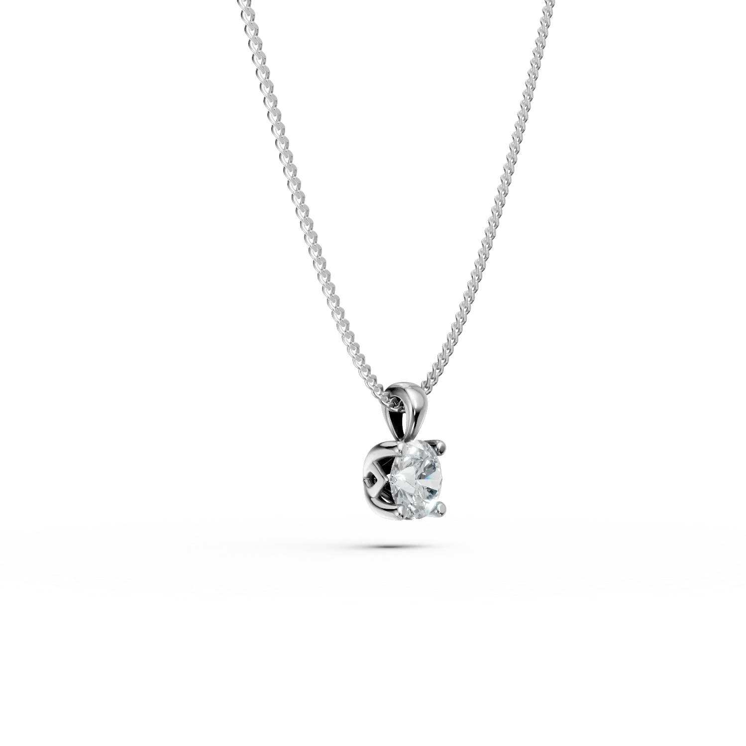 Lant cu pandantiv din aur alb cu diamant solitaire de 0.2ct creat in laborator